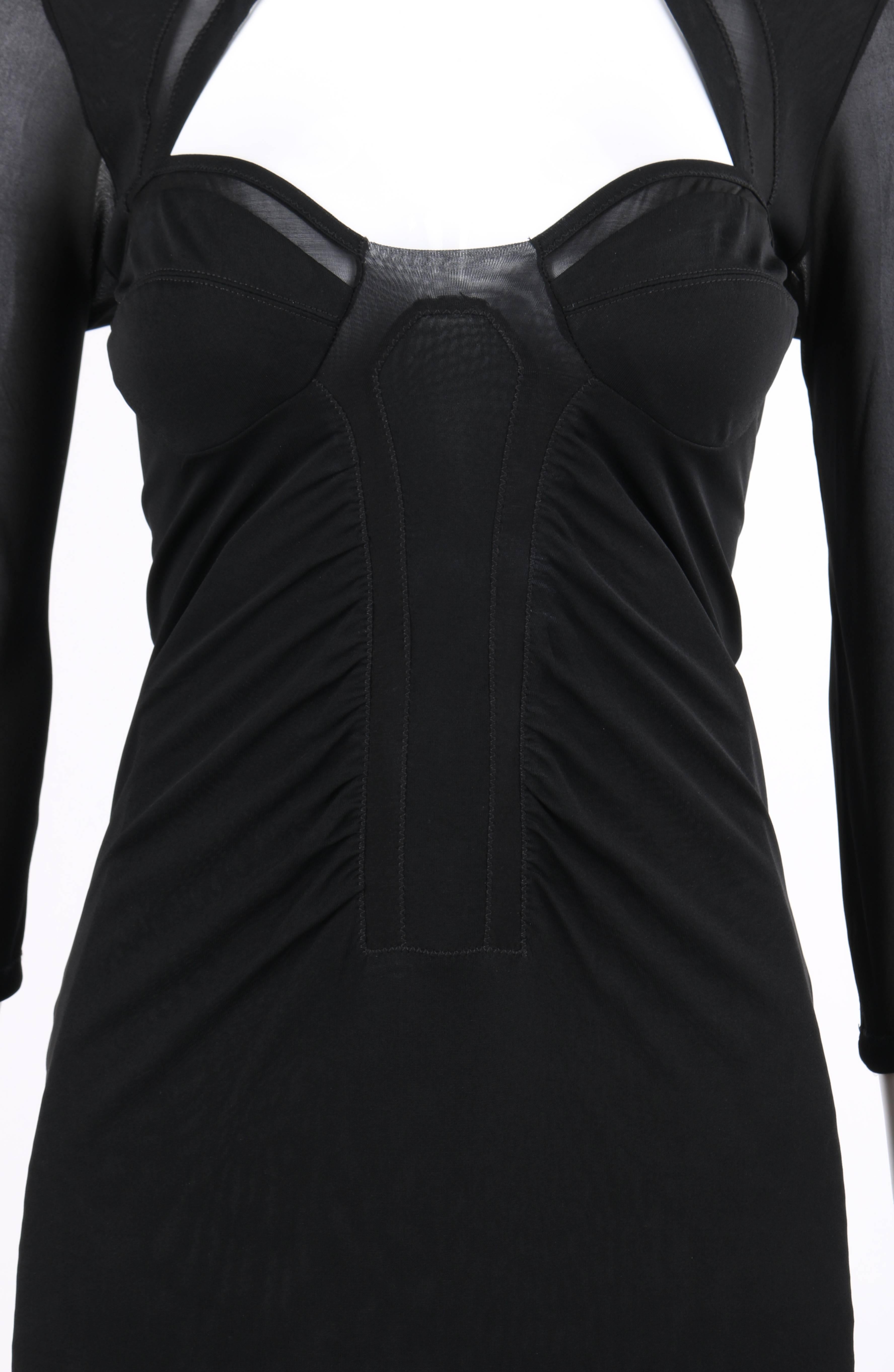 GUCCI S/S 2005 Black Knit 3/4 Sleeve Bustier Shift Cocktail Dress 1