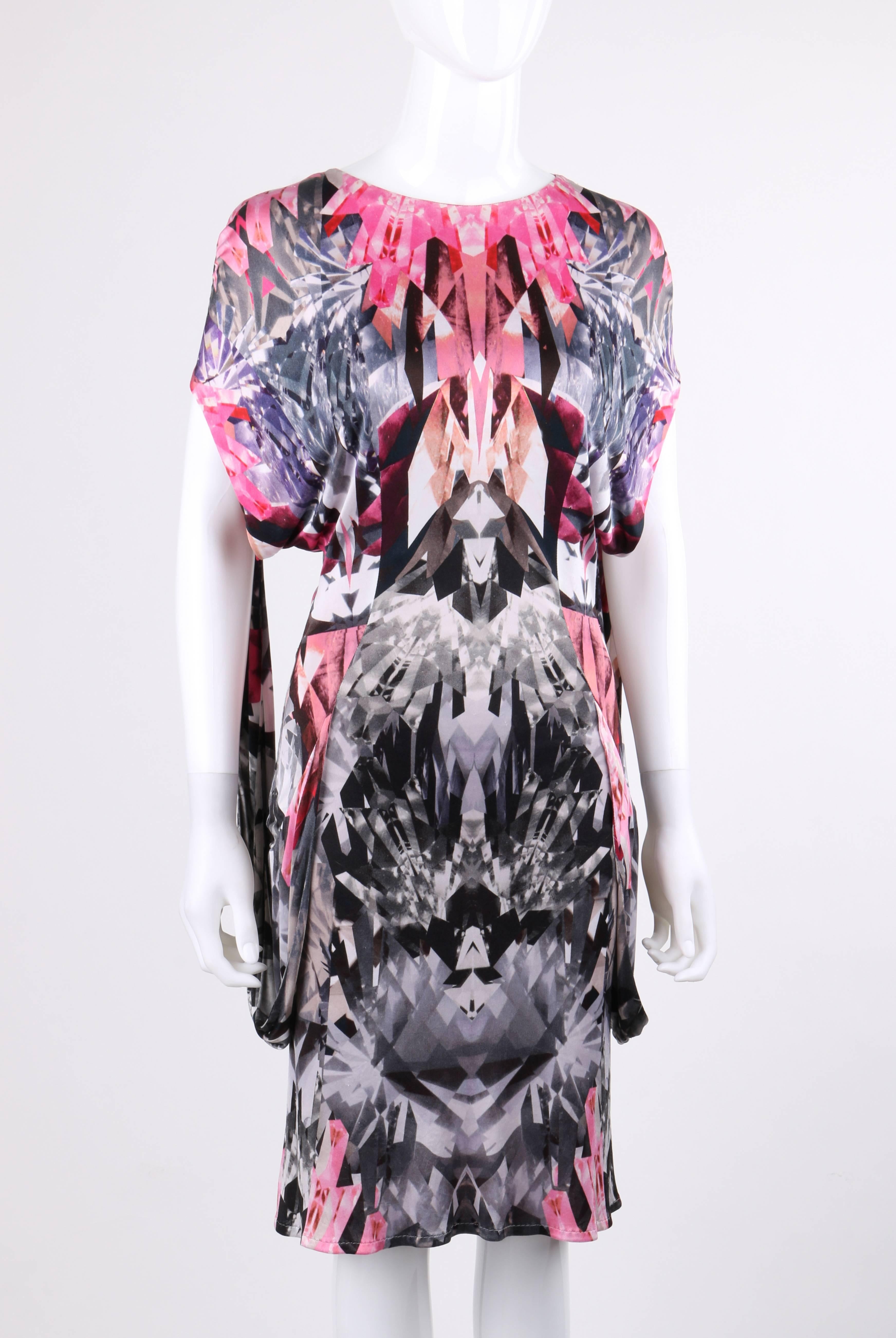 Alexander McQueen Spring/Summer 2009 pink crystal kaleidoscope knit shift dress. From Alexander McQueen's 