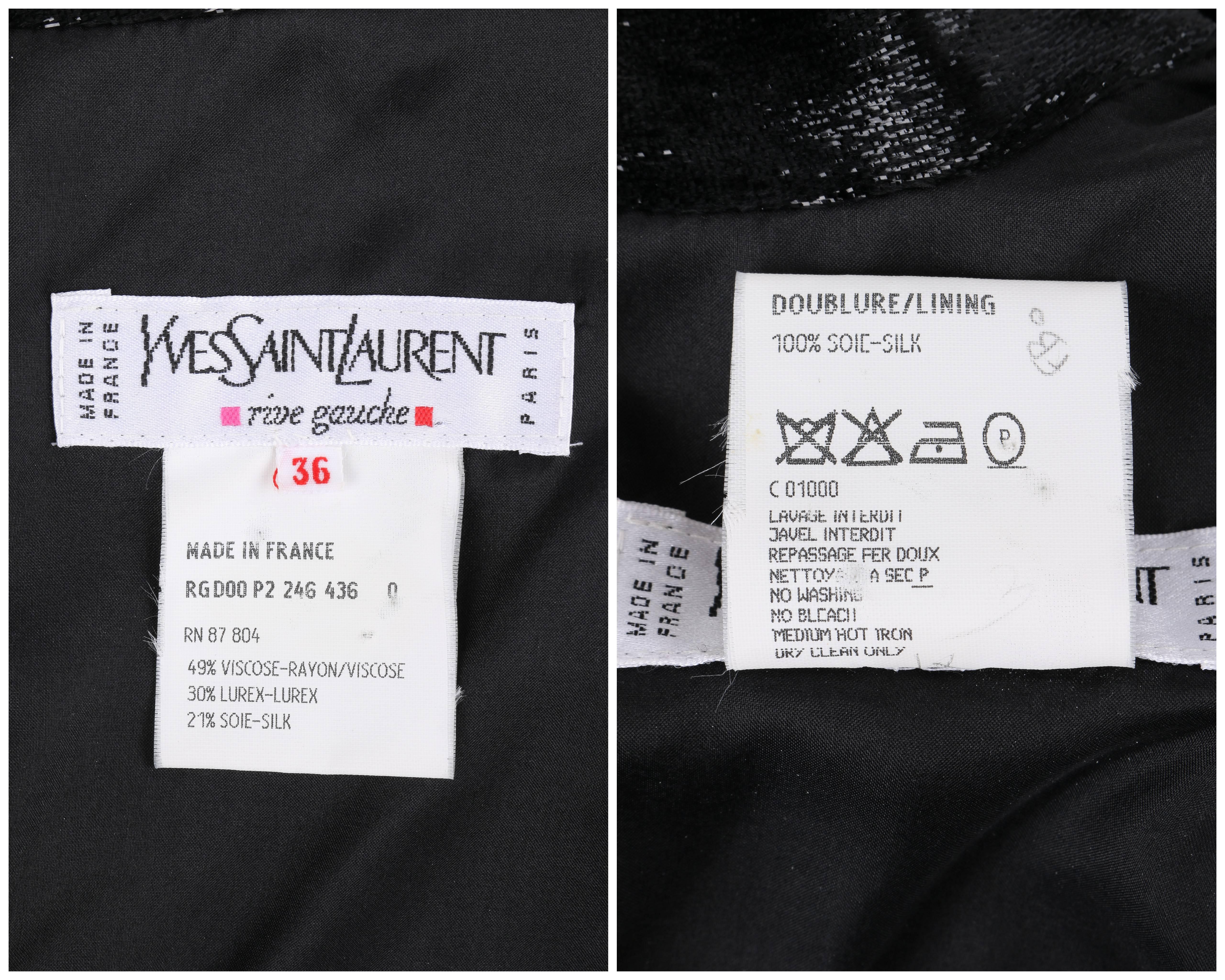 YVES SAINT LAURENT A/W 2000 YSL Schwarzes Cocktail-Abendkleid aus laméfarbenem Samt im Angebot 3