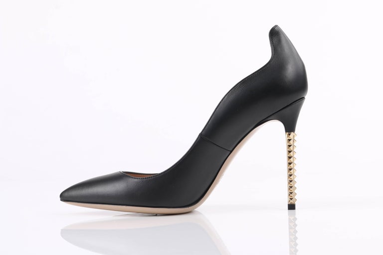 VALENTINO Garavani "Extreme Heel" Black Nappa Leather Gold "Rockstud