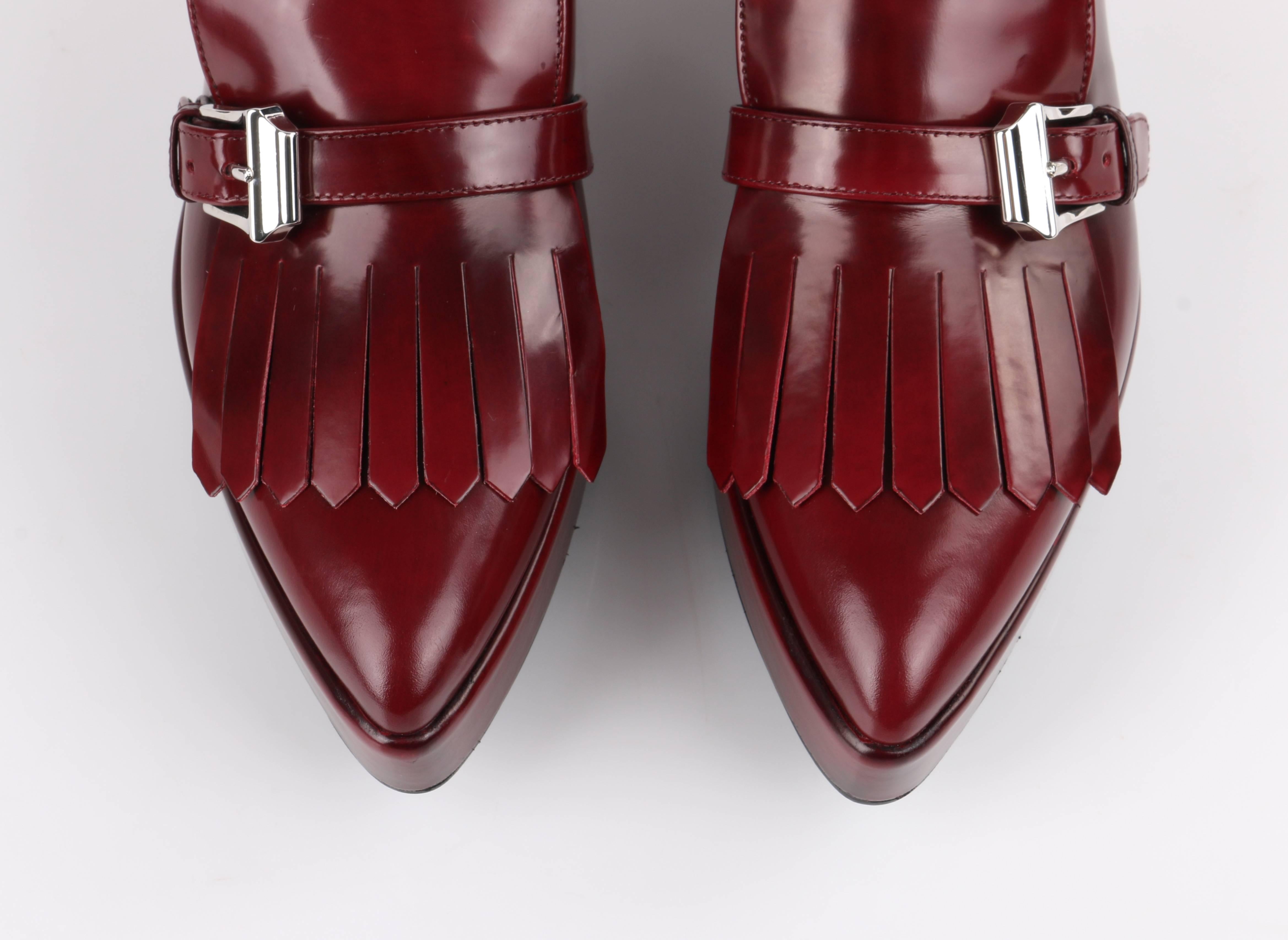 PRADA A/W 2013 Burgundy Red Spazzolato Leather Pointed Toe Platform Oxford Shoe For Sale 1