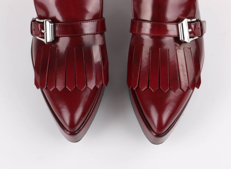PRADA A/W 2013 Burgundy Red Spazzolato Leather Pointed Toe Platform Oxford  Shoe For Sale at 1stDibs