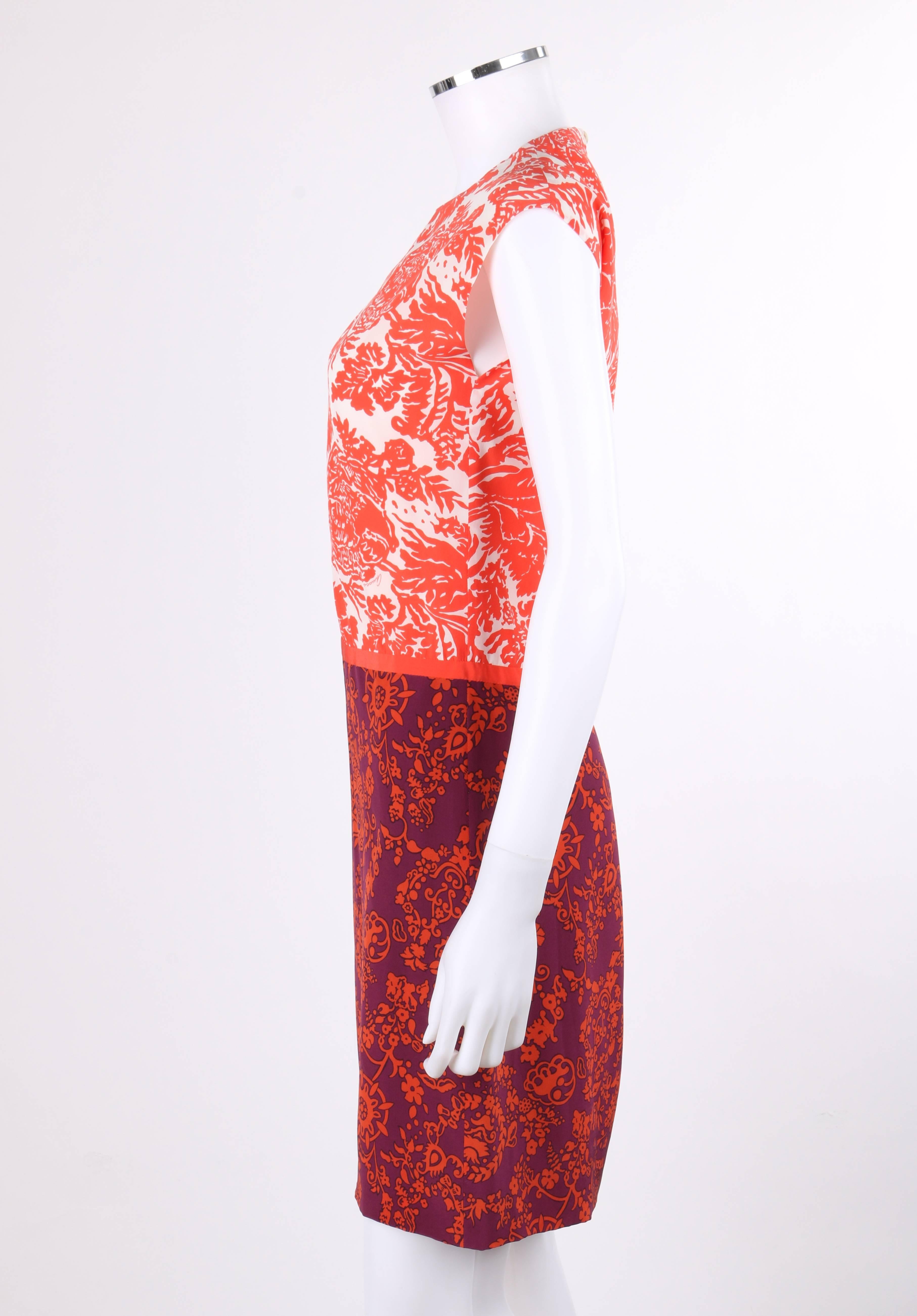 GUCCI Resort 2012 - Robe droite en soie à imprimé floral orange et violet, neuve avec étiquettes Pour femmes en vente