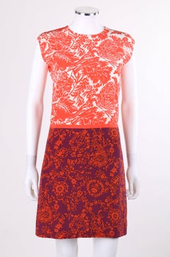 GUCCI Resort 2012 Orange & Purple Floral Print Silk Colorblock Shift Dress NWT