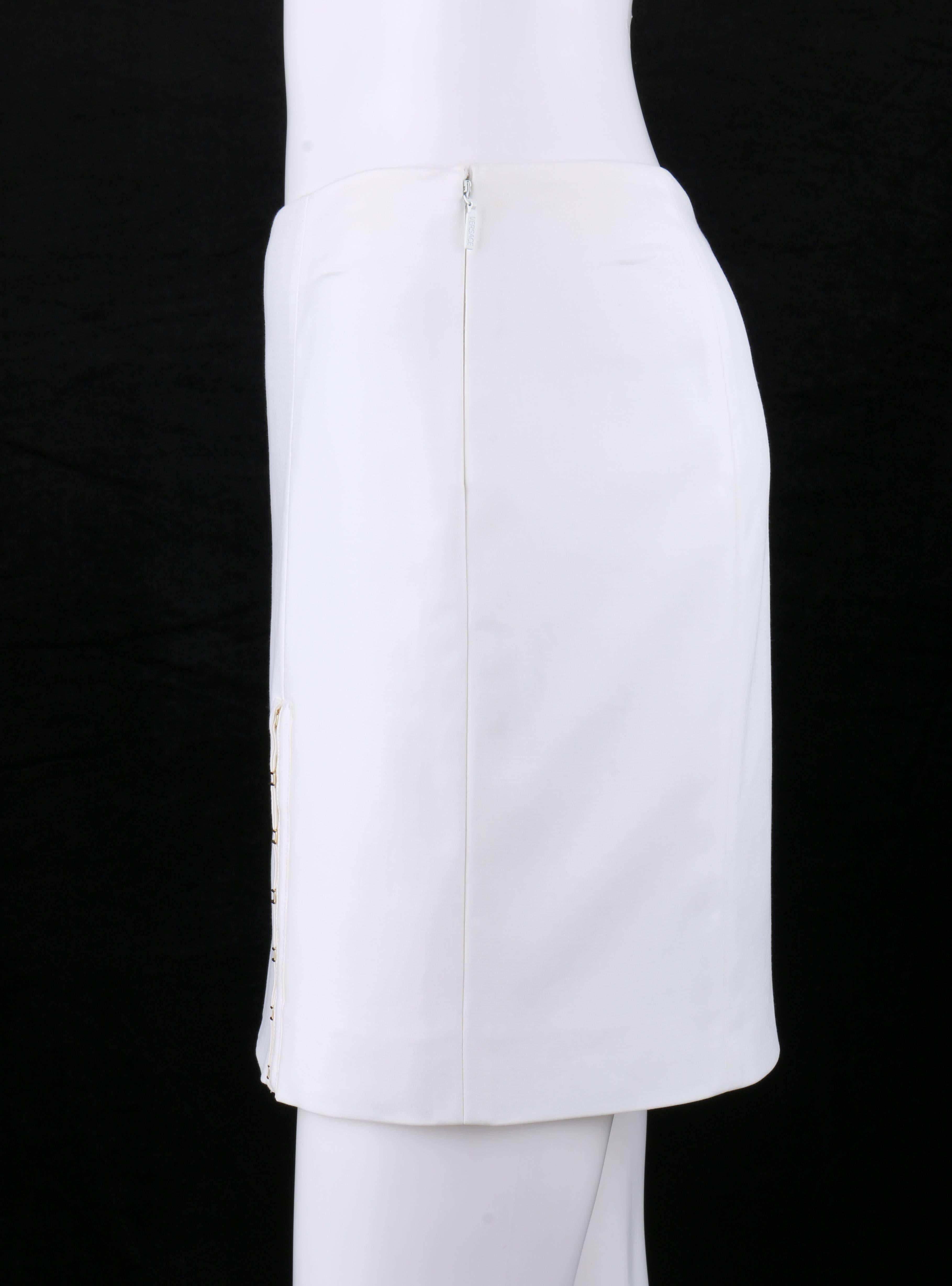 white stretch mini skirt