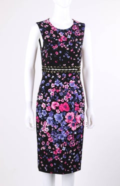 VERSACE S/S 2012 Black Multicolor Floral Print Shift Cocktail Dress NWT