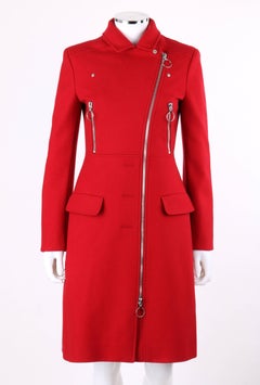 MOSCHINO Cheap & Chic Red Wool Side Zip Motorcycle Car Coat NWT