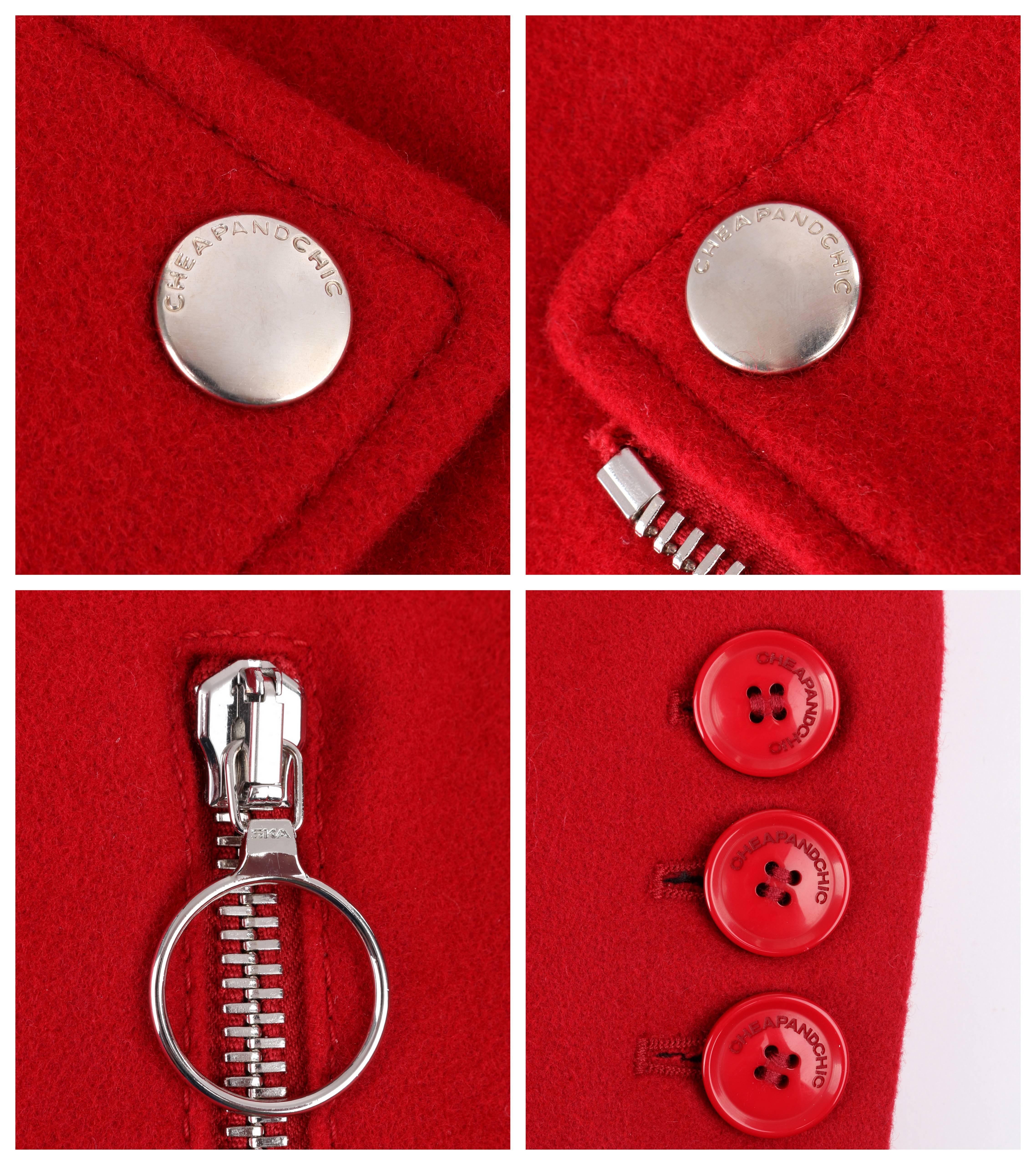 MOSCHINO Cheap & Chic Roter Wollmantel mit seitlichem Reißverschluss für Motorrad, neu mit Etikett im Angebot 3