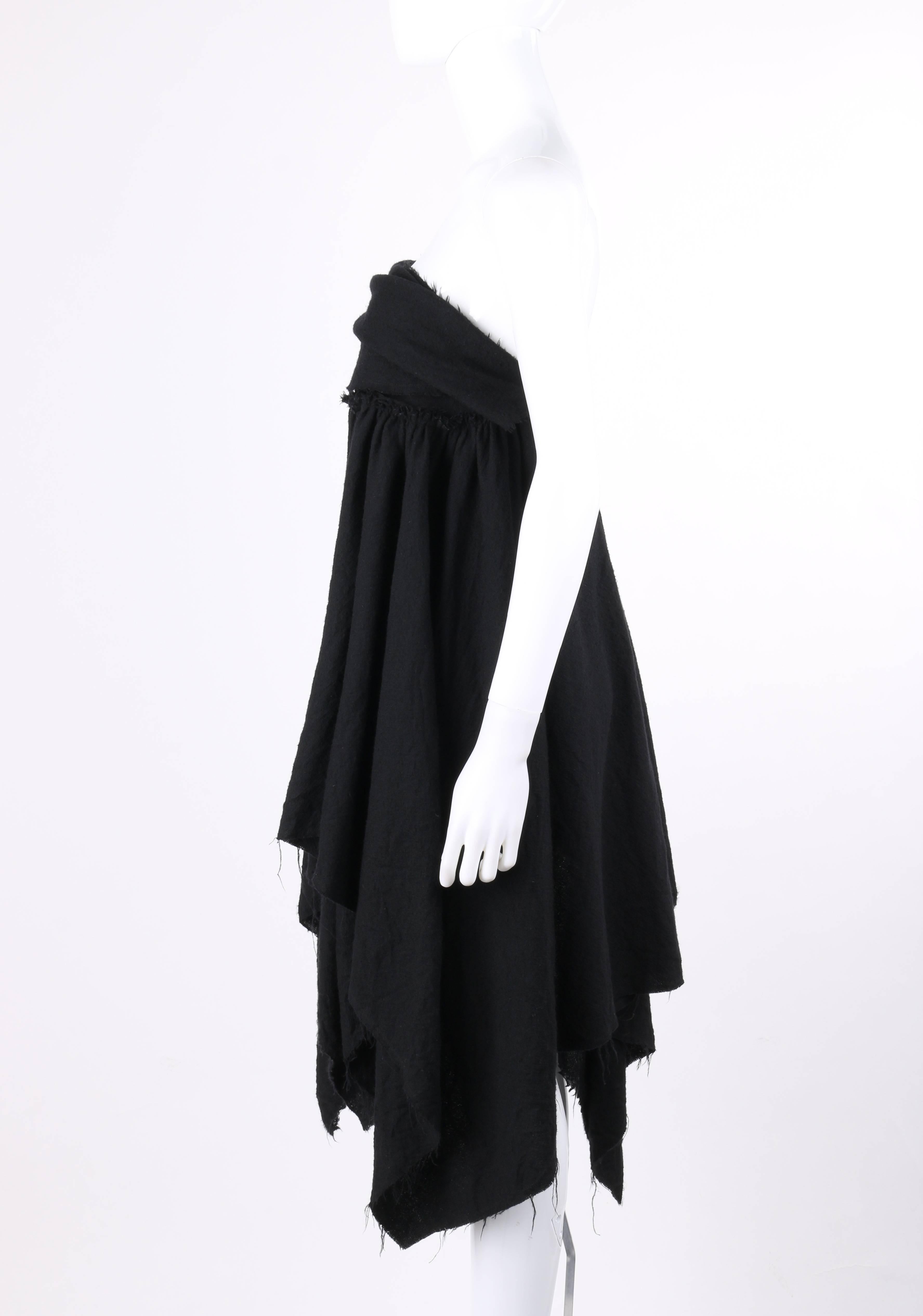 Women's COMME DES GARCONS A/W 2003 Black Wool Handkerchief Hem Convertible Dress / Skirt