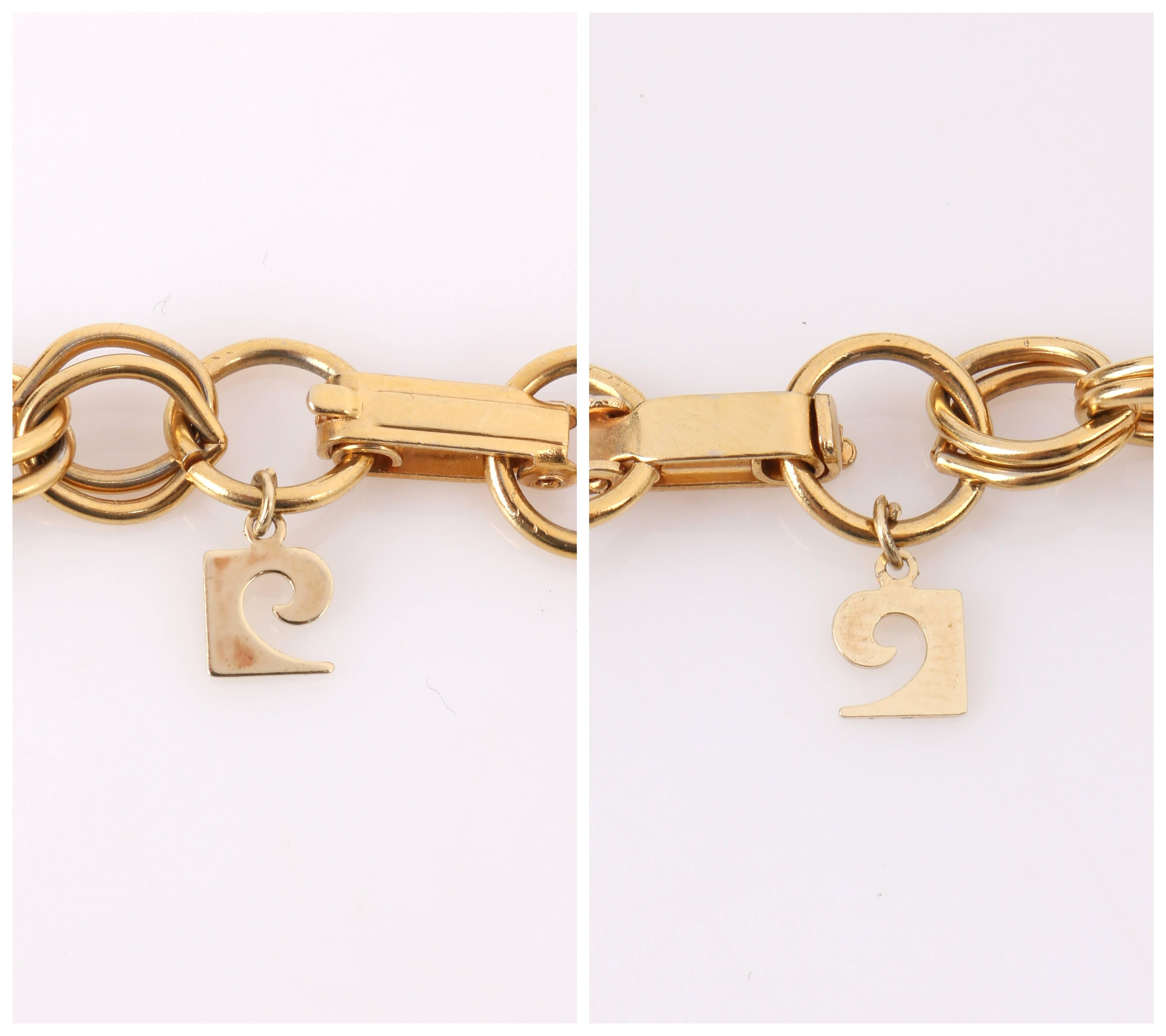 PIERRE CARDIN ca. 1960er Jahre Gold Modernistische Scheiben-Kronleuchter Bib-Halskette im Angebot 1