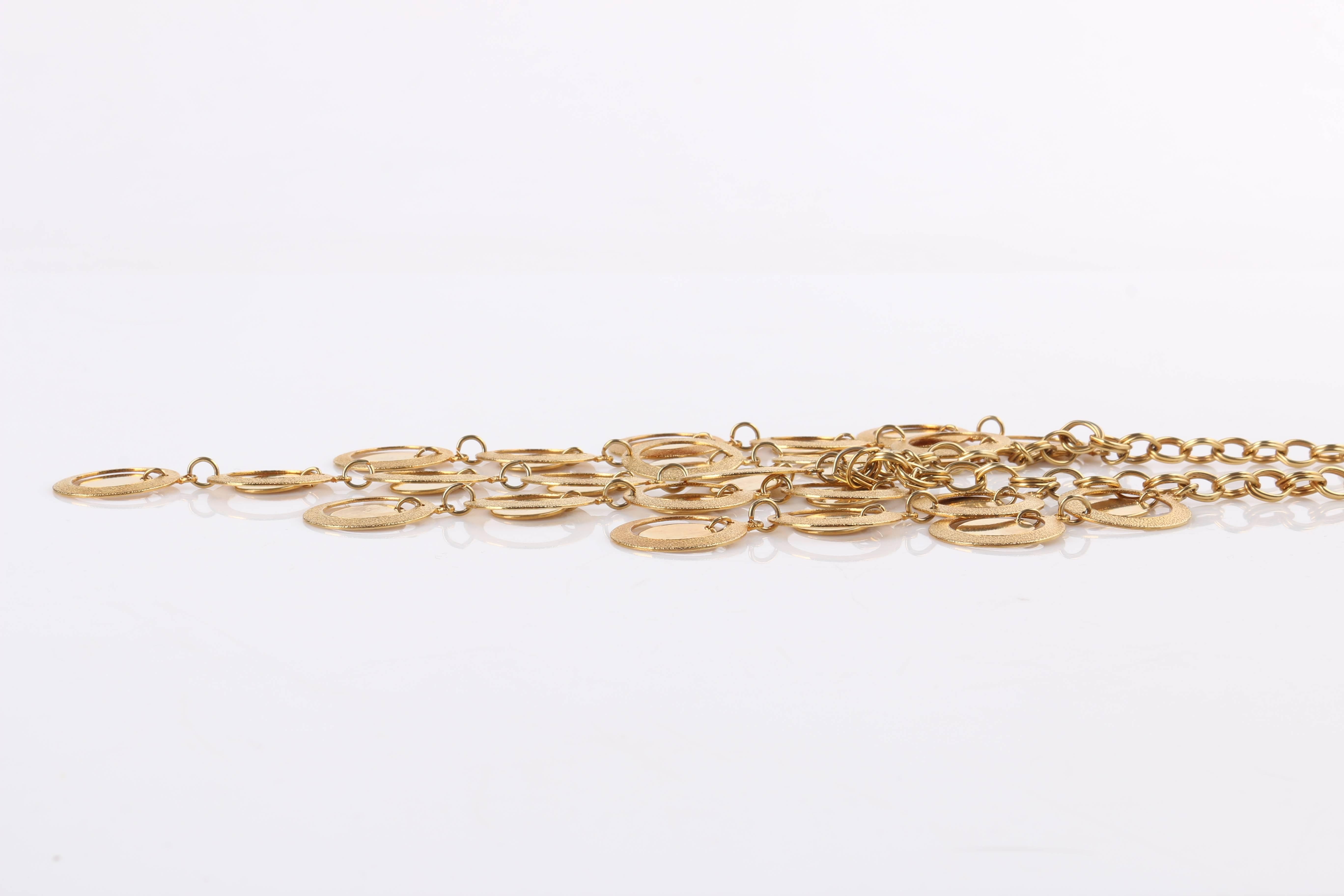 Women's PIERRE CARDIN c.1960's Gold Modernist Disc Chandelier Bib Necklace For Sale