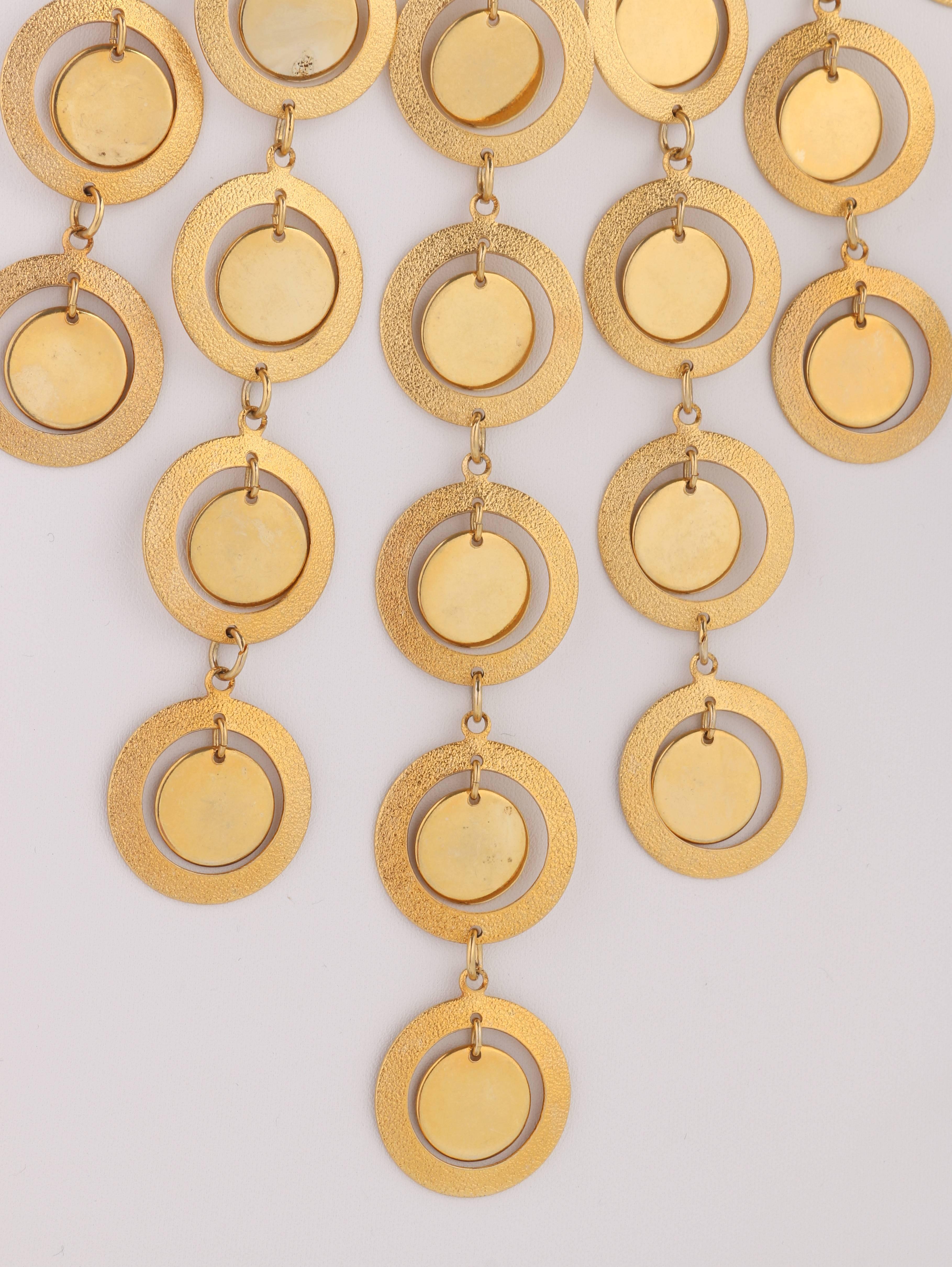 PIERRE CARDIN ca. 1960er Jahre Gold Modernistische Scheiben-Kronleuchter Bib-Halskette Damen im Angebot