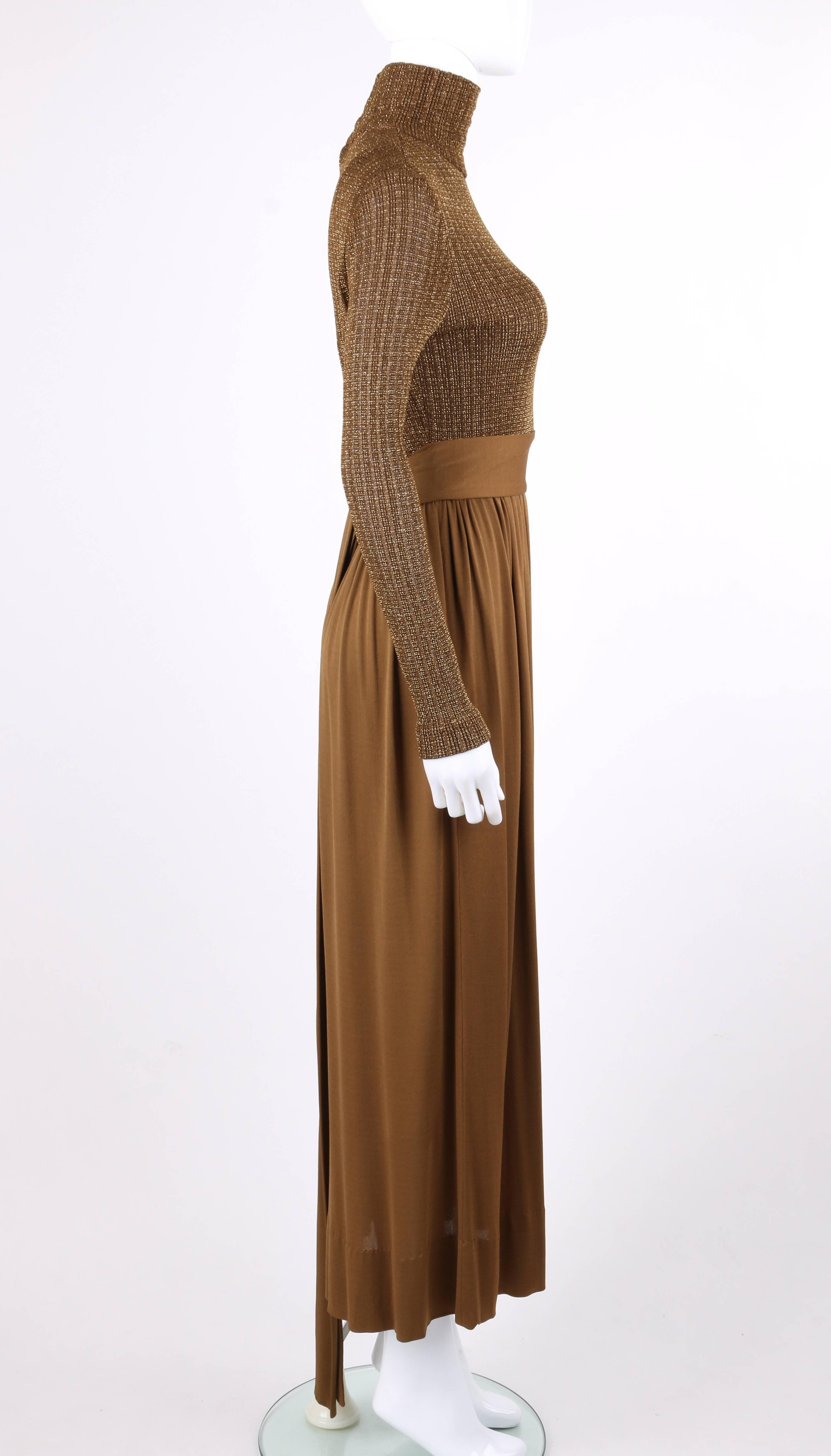 long sleeve bronze dress