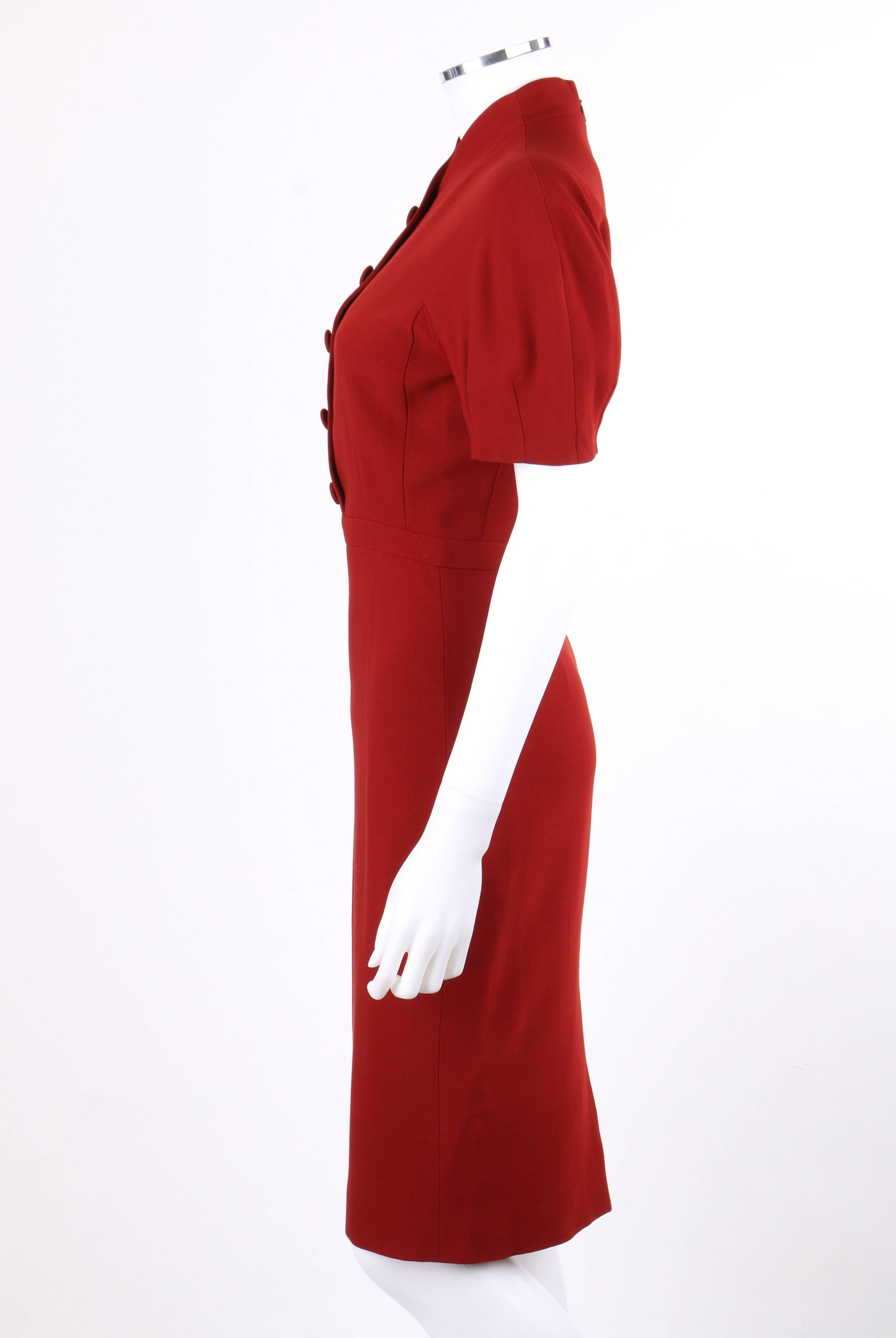 GUCCI Pre-Fall 2013 Red Wool Button Front Dolman Sleeve Shift Dress NWT 1
