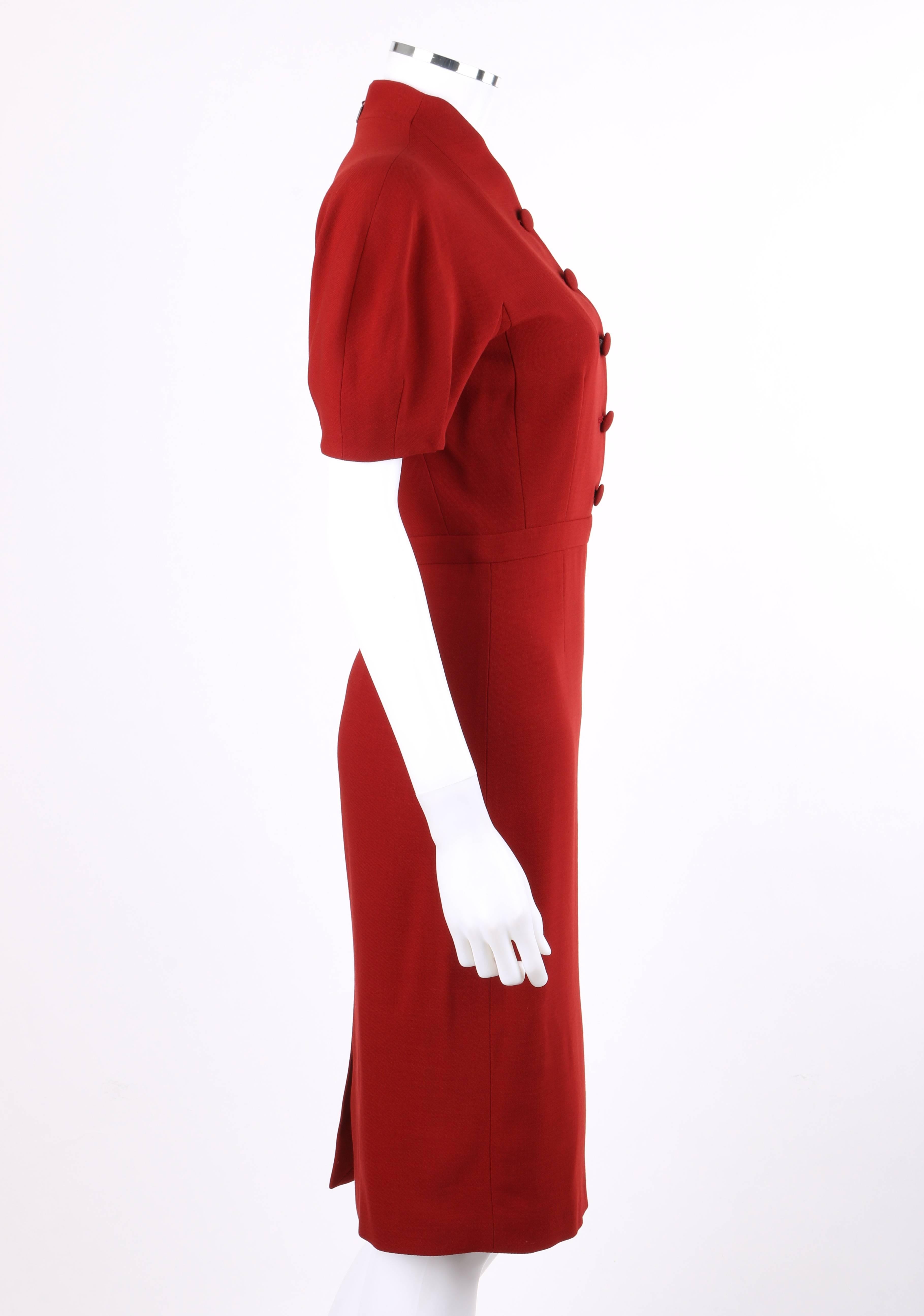 GUCCI Pre-Fall 2013 Red Wool Button Front Dolman Sleeve Shift Dress NWT In New Condition In Thiensville, WI
