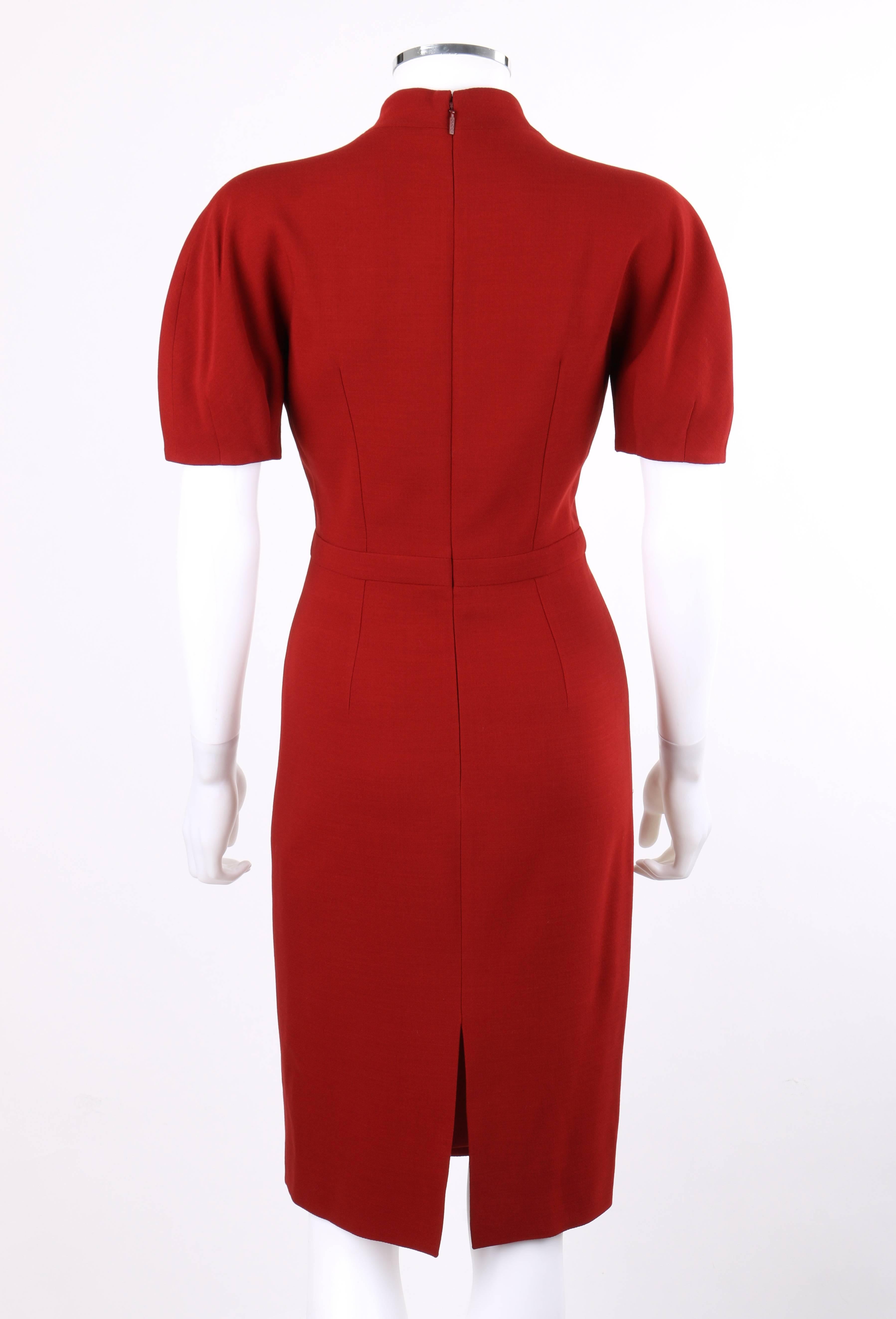 Women's GUCCI Pre-Fall 2013 Red Wool Button Front Dolman Sleeve Shift Dress NWT