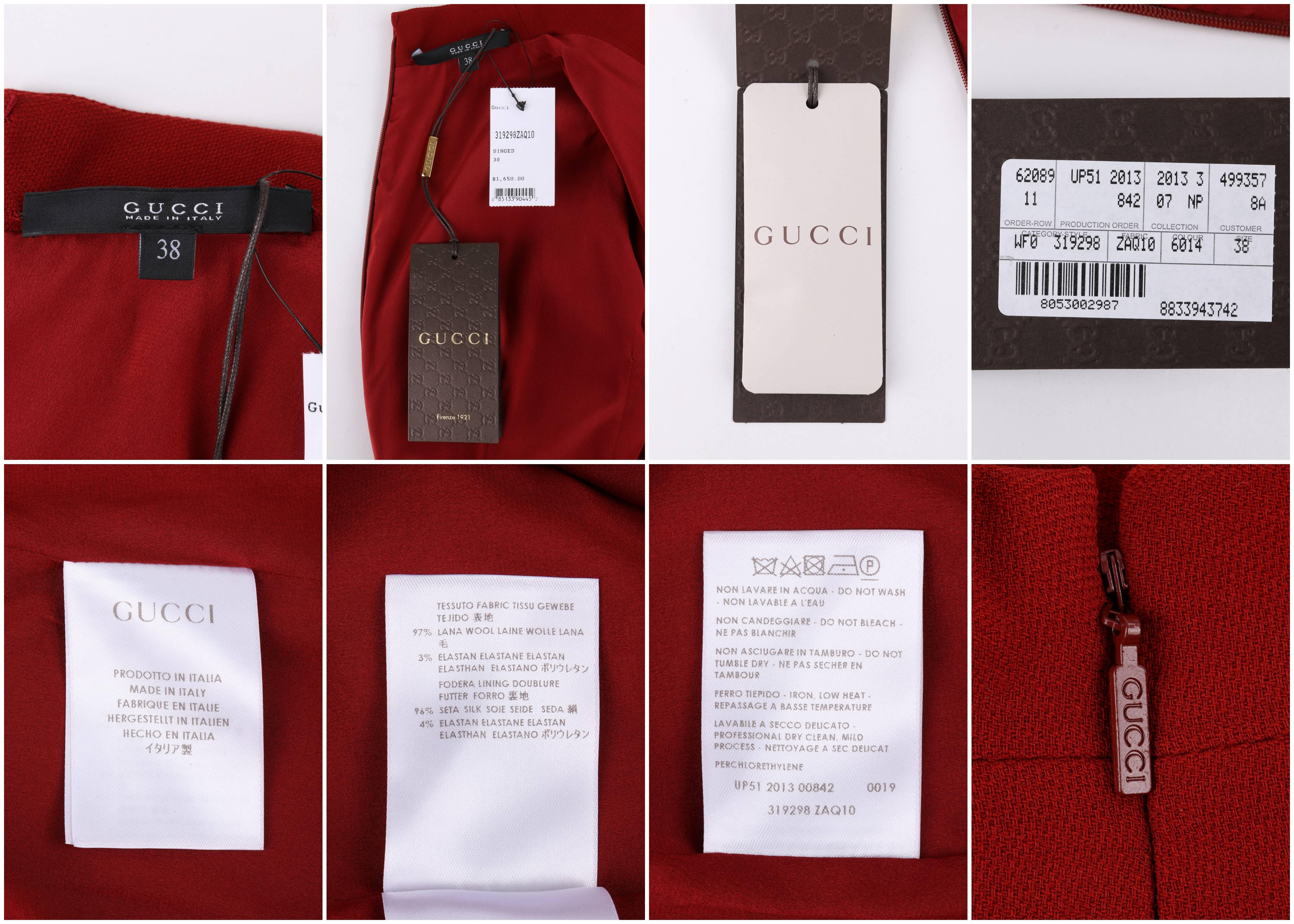 GUCCI Pre-Fall 2013 Red Wool Button Front Dolman Sleeve Shift Dress NWT 2
