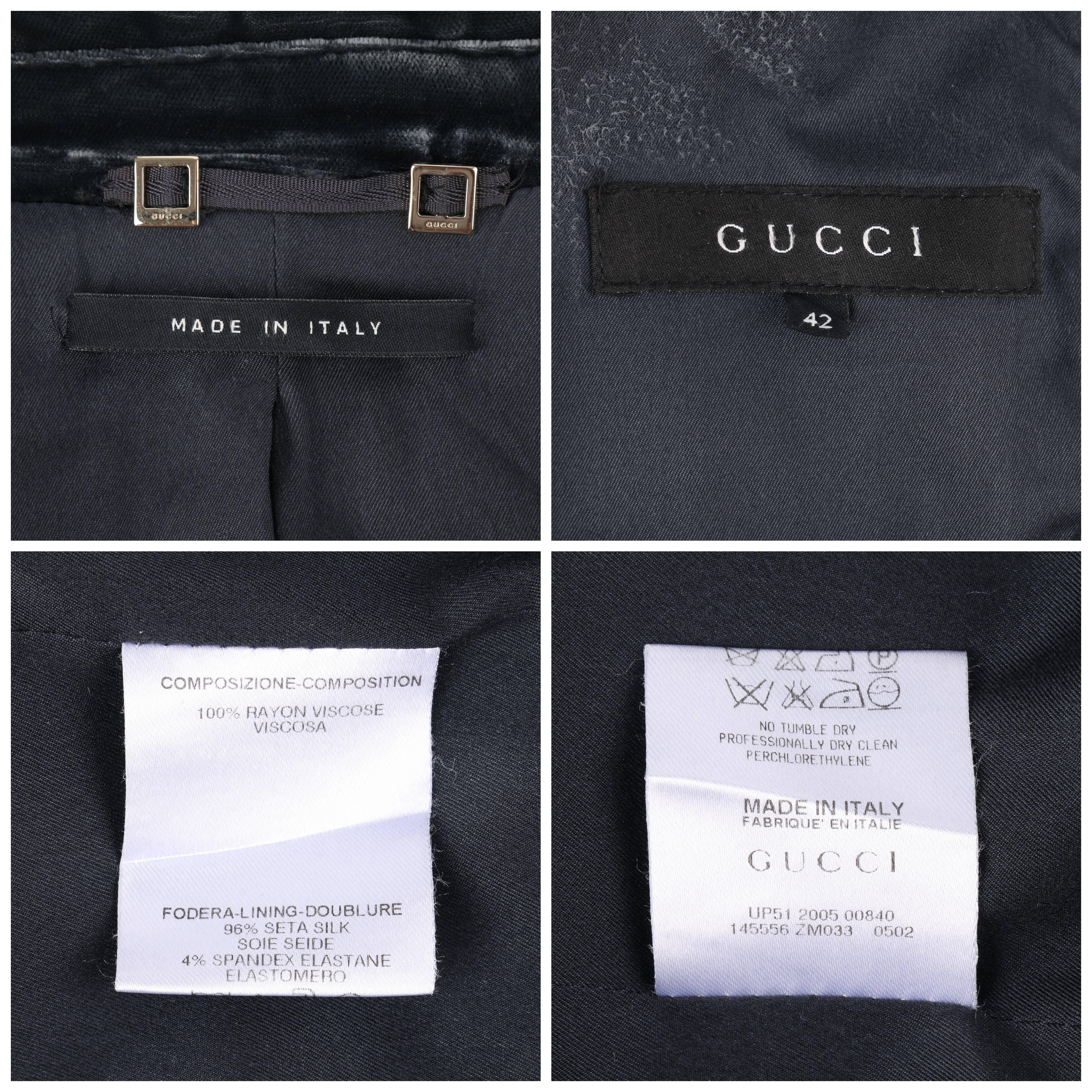 Women's GUCCI A/W 2004 TOM FORD Charcoal Gray Velvet Peak Lapel Tuxedo Jacket Blazer