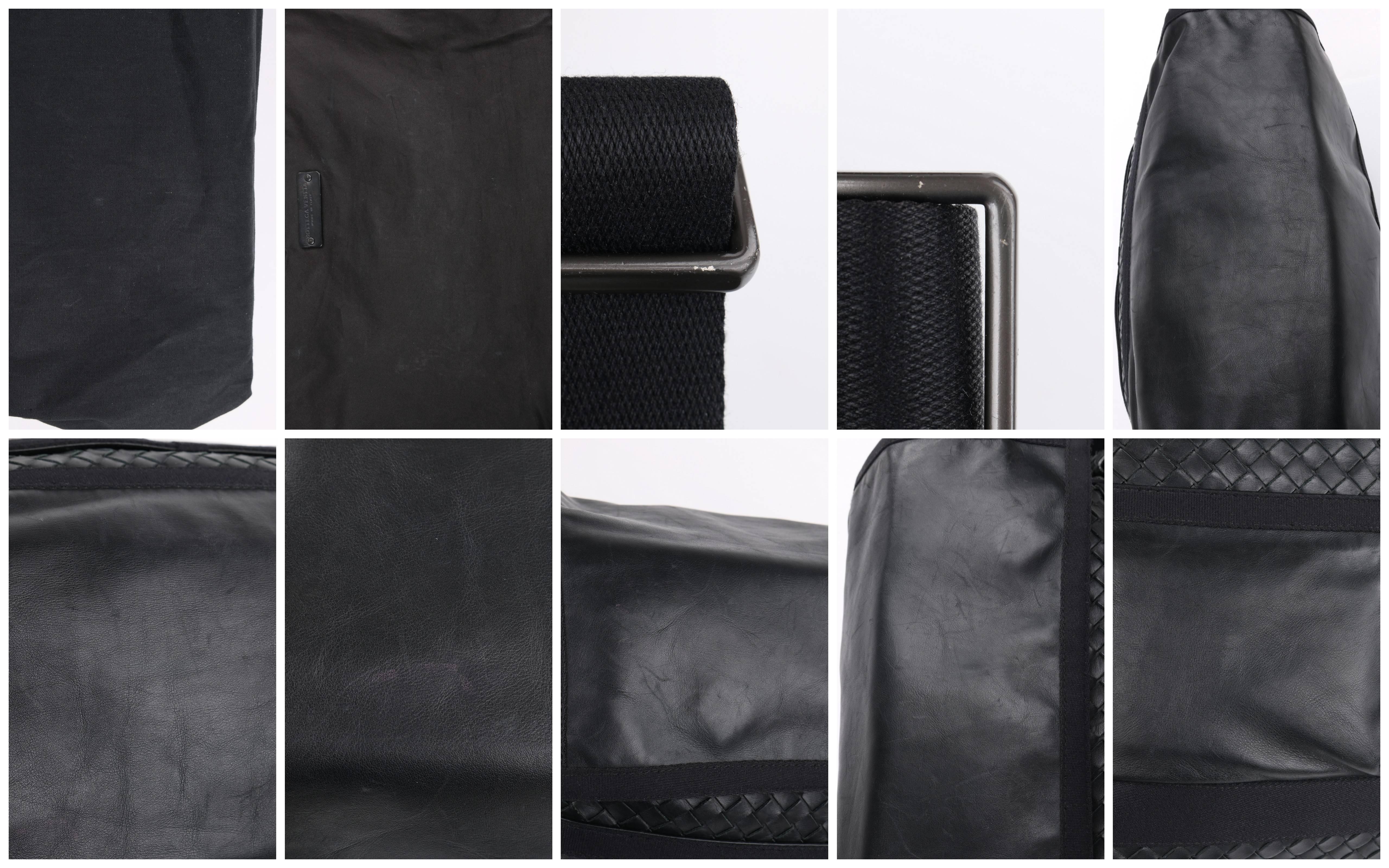 BOTTEGA VENETA S/S 2005 Black Intrecciato & Nappa Leather Large Messenger Bag 2