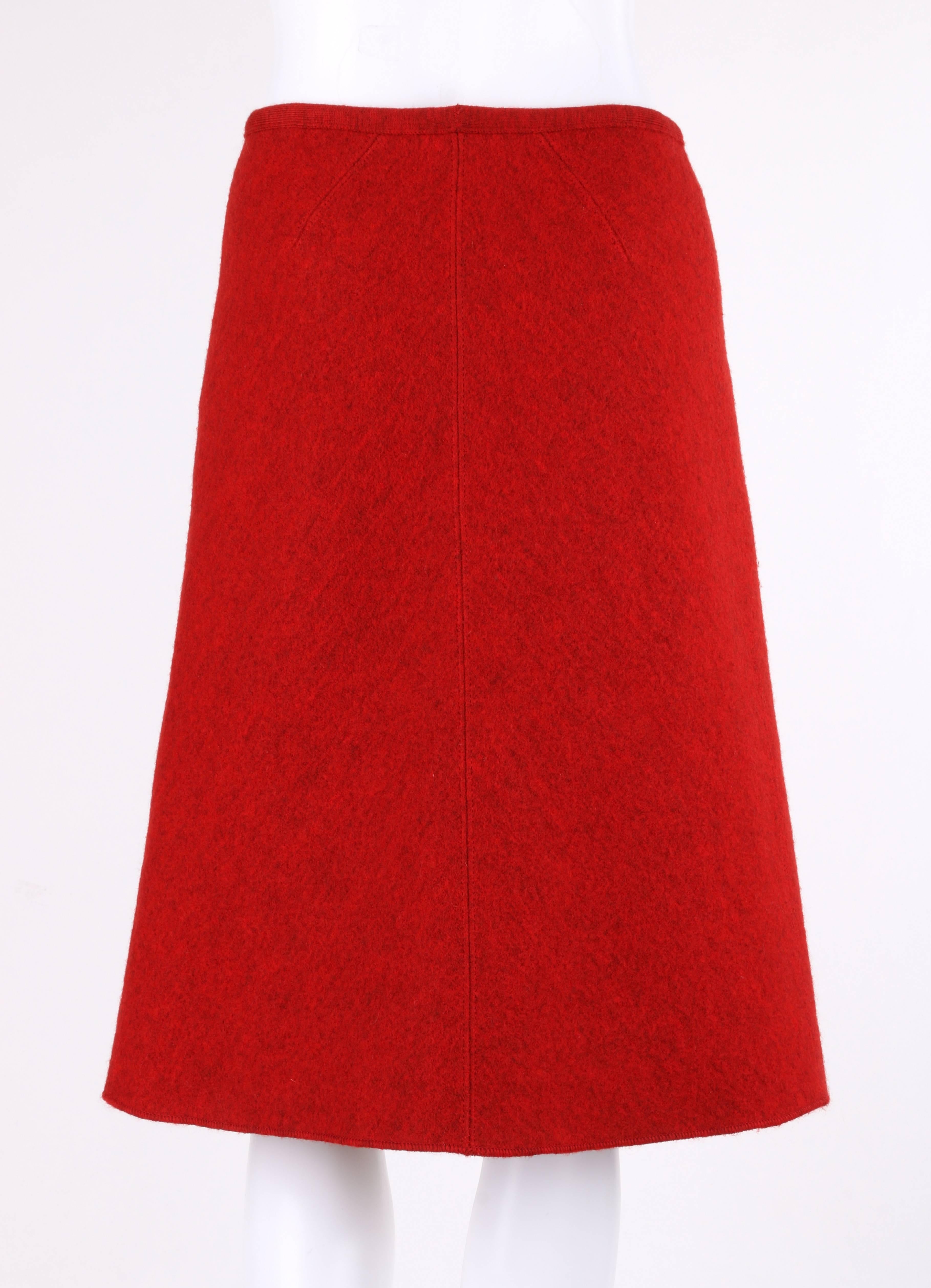 red wool skirt