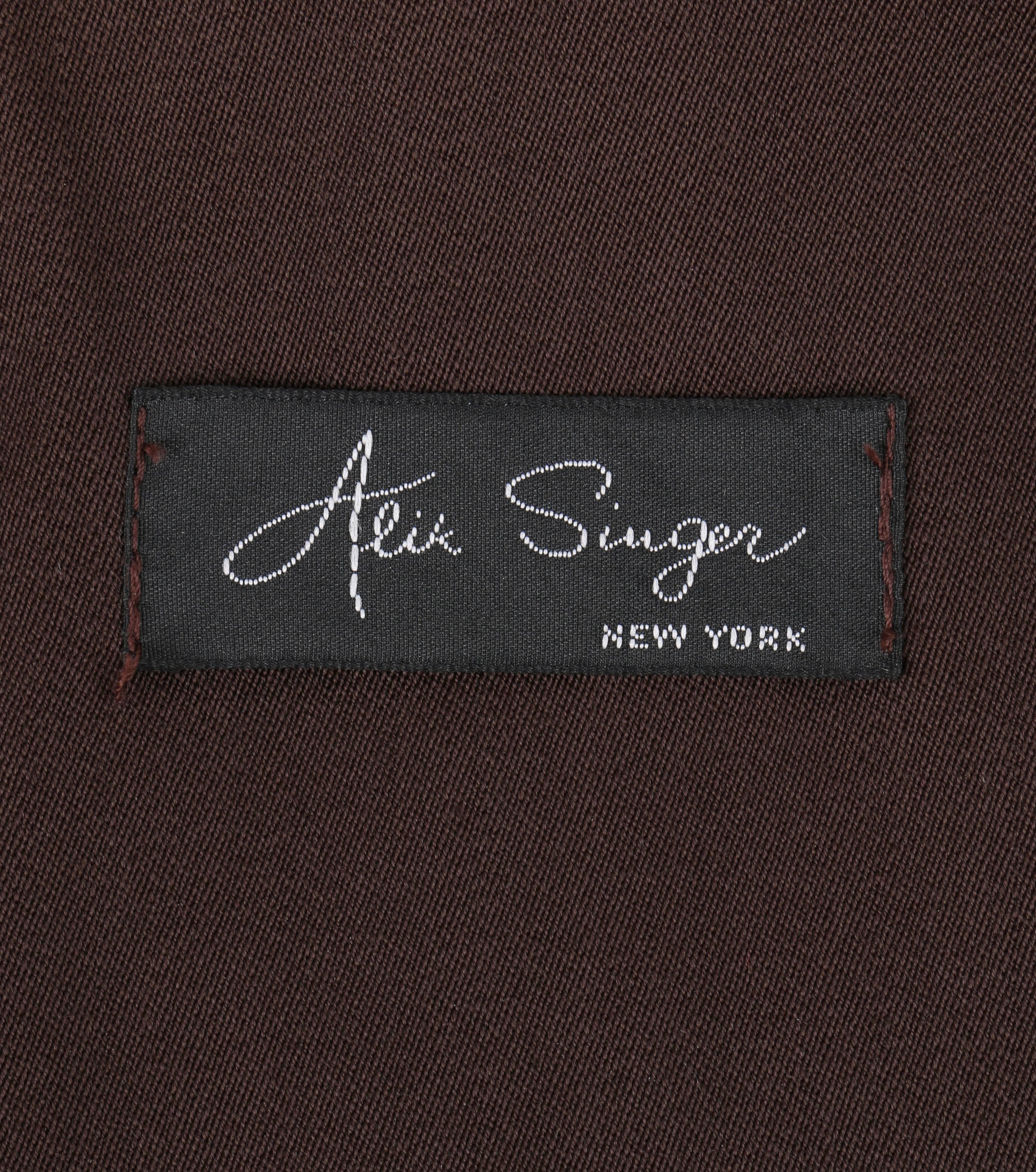 ALIK SINGER ca. 1980er Jahre Jacke mit übergroßem Kragen aus brauner Wolle und Seide im Angebot 5