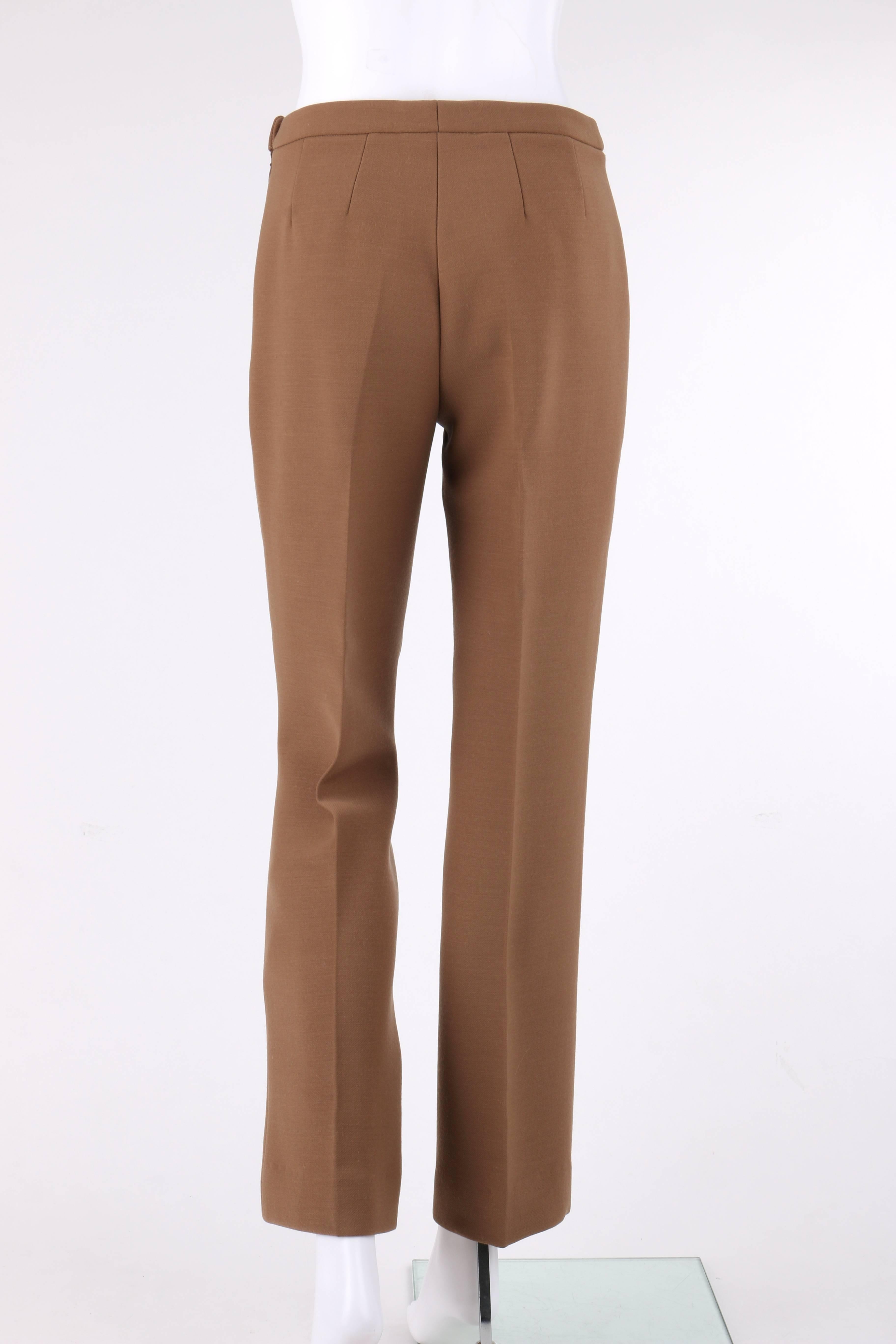 DOLCE & GABBANA c.1990's 2 Pc Tan Wool Two Button Jacket Cropped Pant Suit Set 2