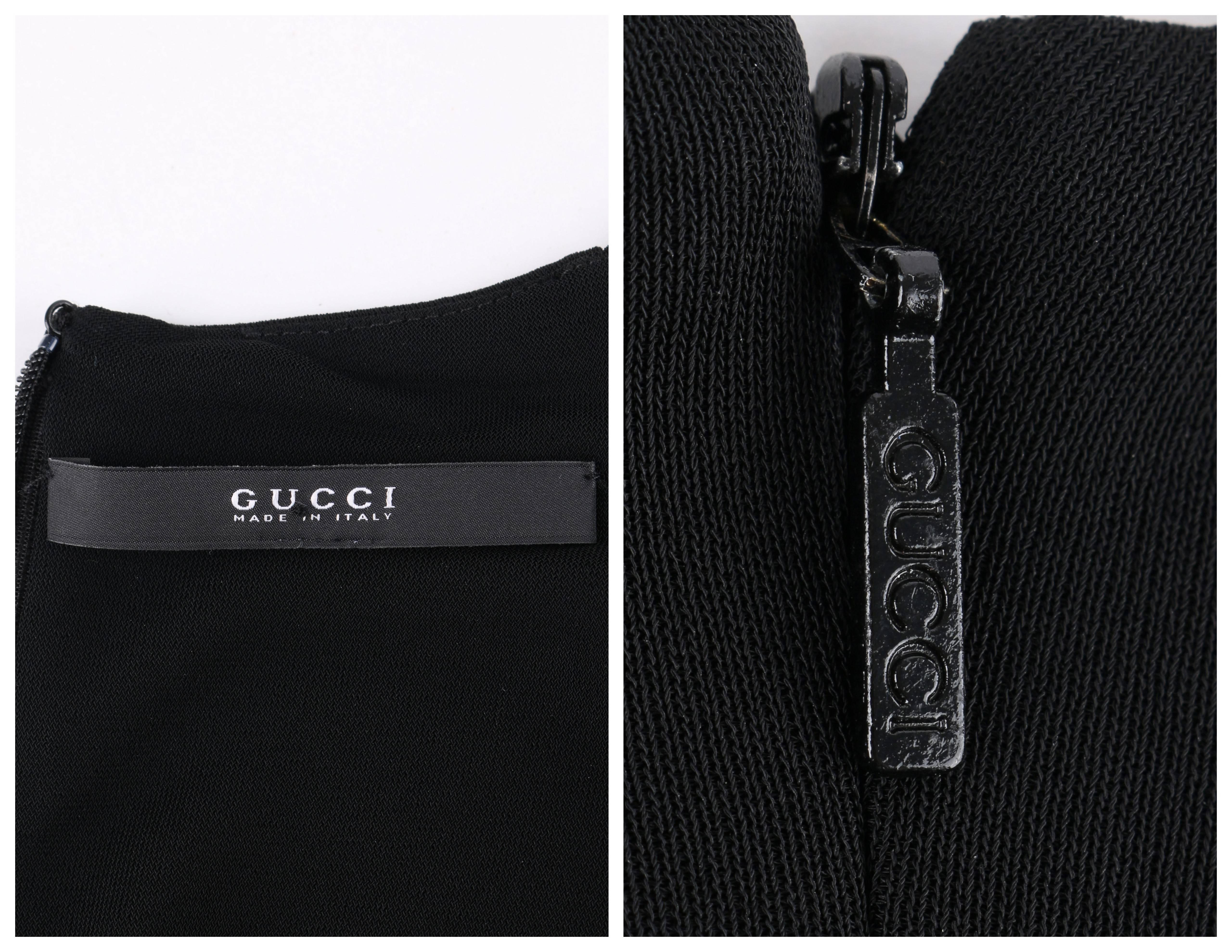 Women's GUCCI Black Jersey Knit Sleeveless Draped Shift Cocktail Dress For Sale
