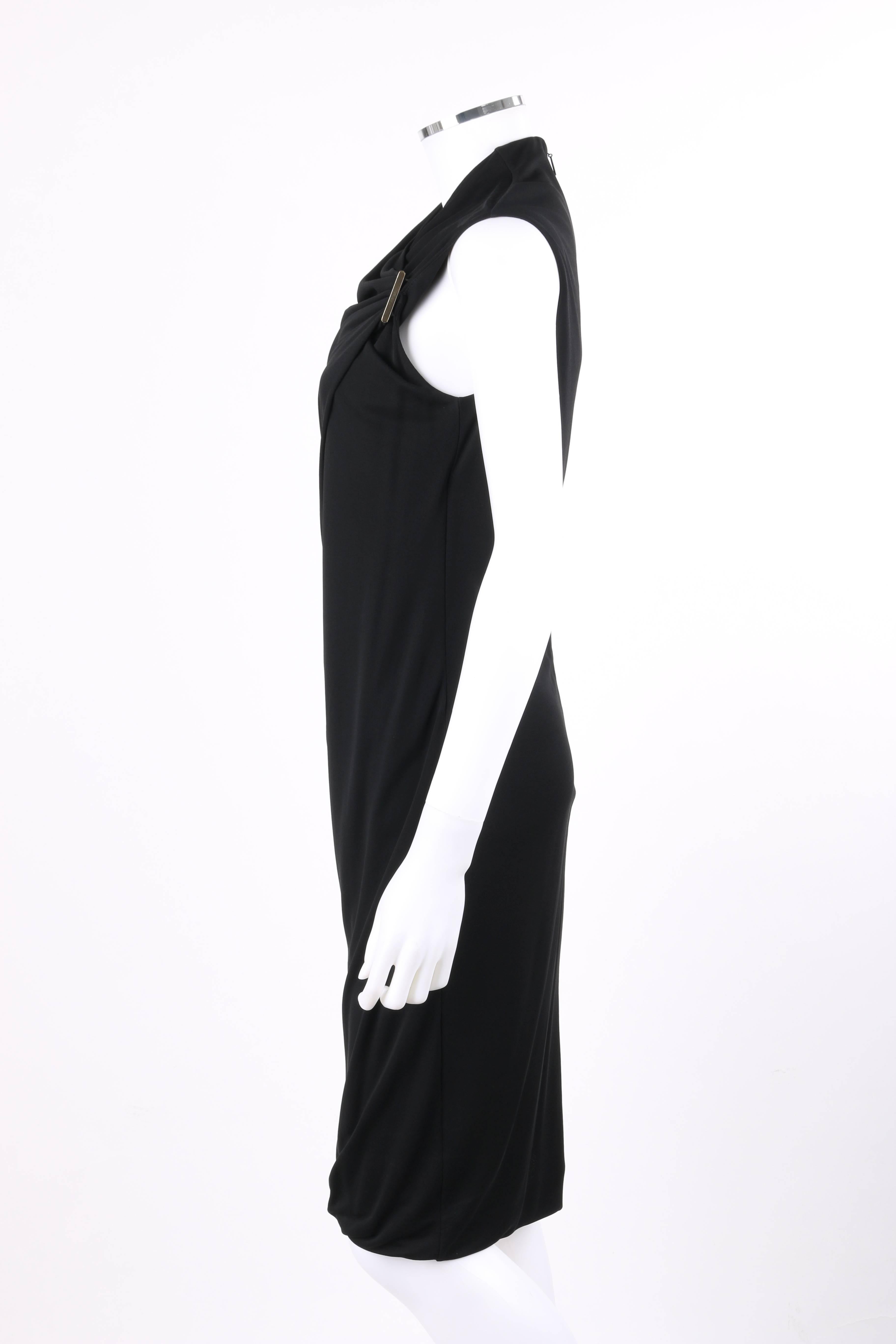 De las mujeres GUCCI Vestido de cóctel drapeado sin mangas de punto de jersey negro en venta