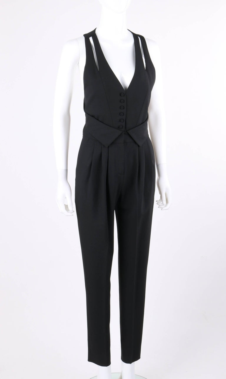 FENDI Resort 2009 Black Wool Sleeveless Tapered Pant Tuxedo Jumpsuit For  Sale at 1stDibs | fendi jumpsuit