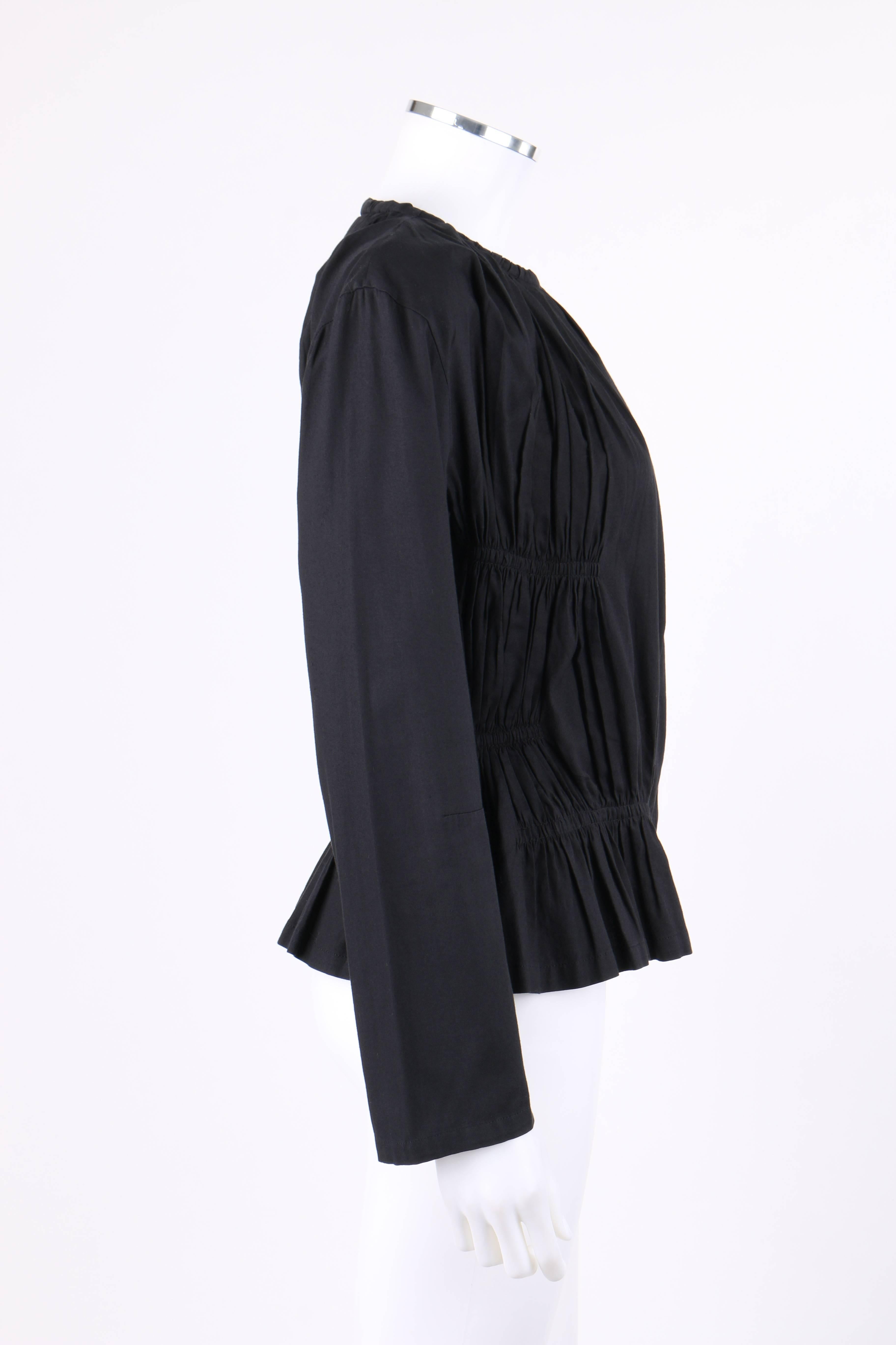 ISSEY MIYAKE Black Gathered Detail Zip Front Jacket In Good Condition In Thiensville, WI