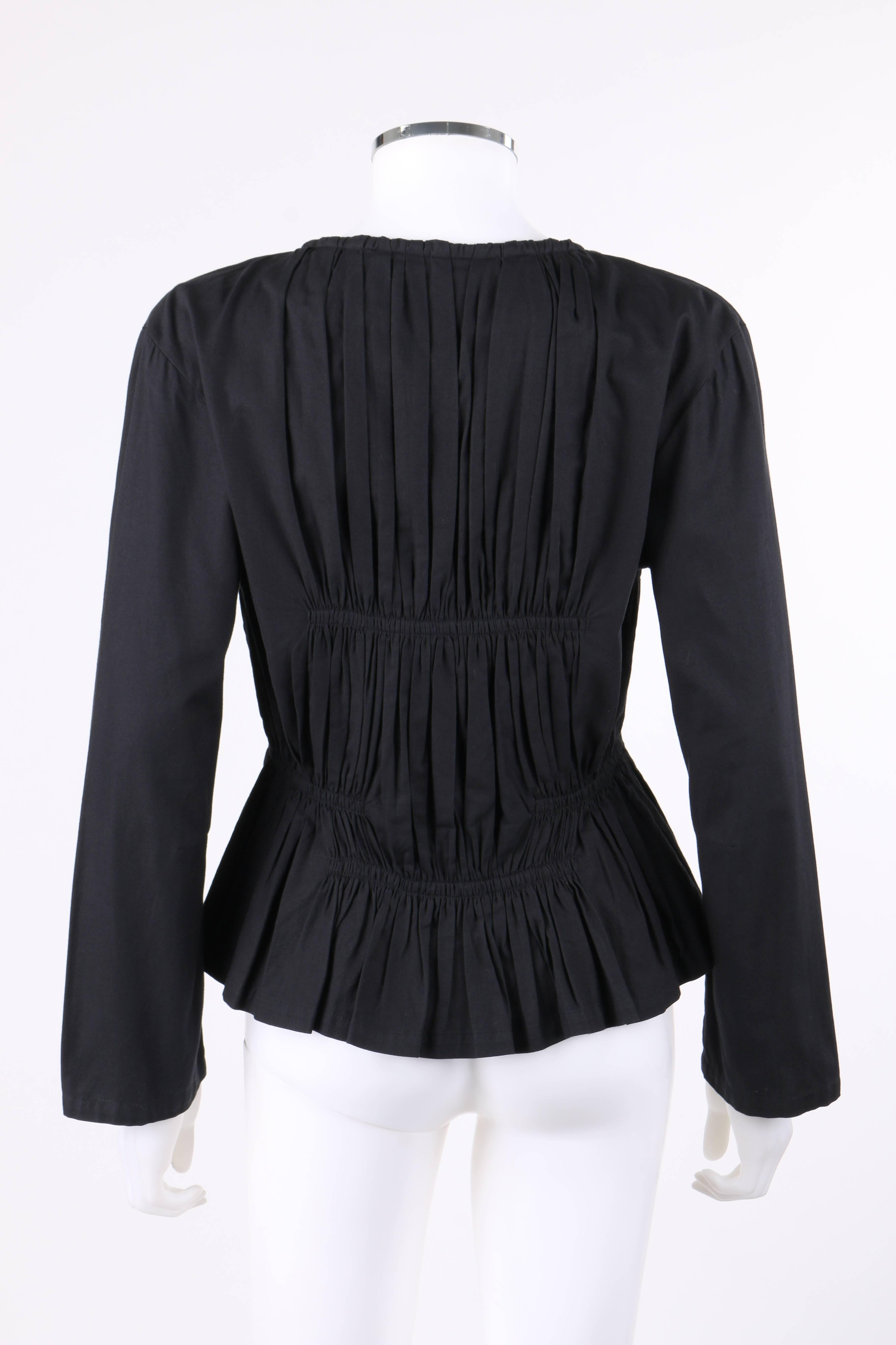 Women's ISSEY MIYAKE Black Gathered Detail Zip Front Jacket