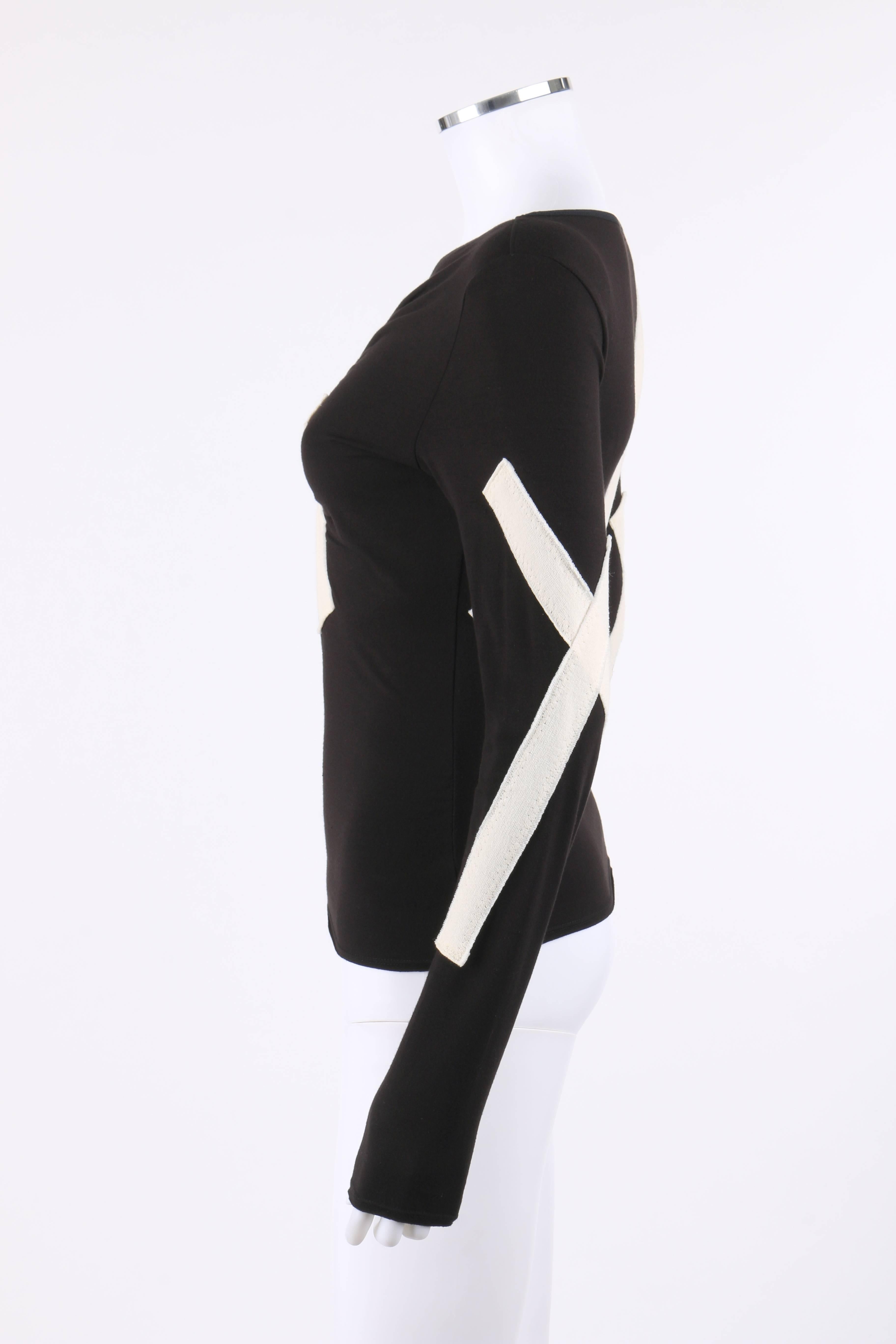 ISSEY MIYAKE S/S 2004 Black Jersey Knit Cross Bandage Sweater Top In Good Condition In Thiensville, WI