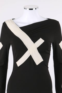 ISSEY MIYAKE S/S 2004 Black Jersey Knit Cross Bandage Sweater Top