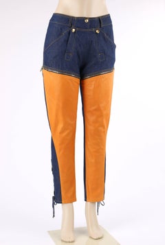 CHRISTIAN DIOR S/S 2000 JOHN GALLIANO Denim & Leather Convertible Jeans / Shorts