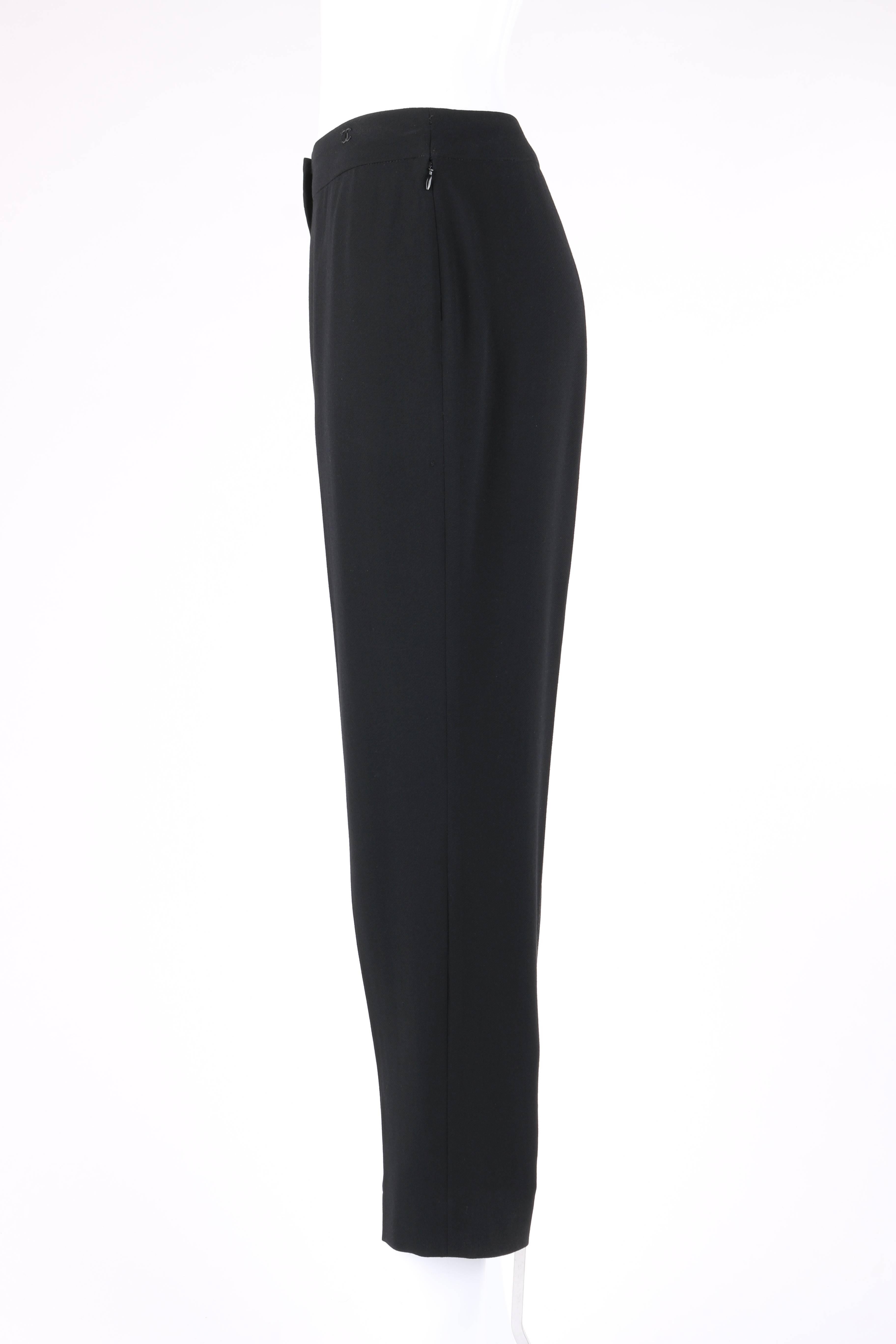 CHANEL S/S 2003 Classic Black Wool Slim Cut Cropped Pants Trousers 1
