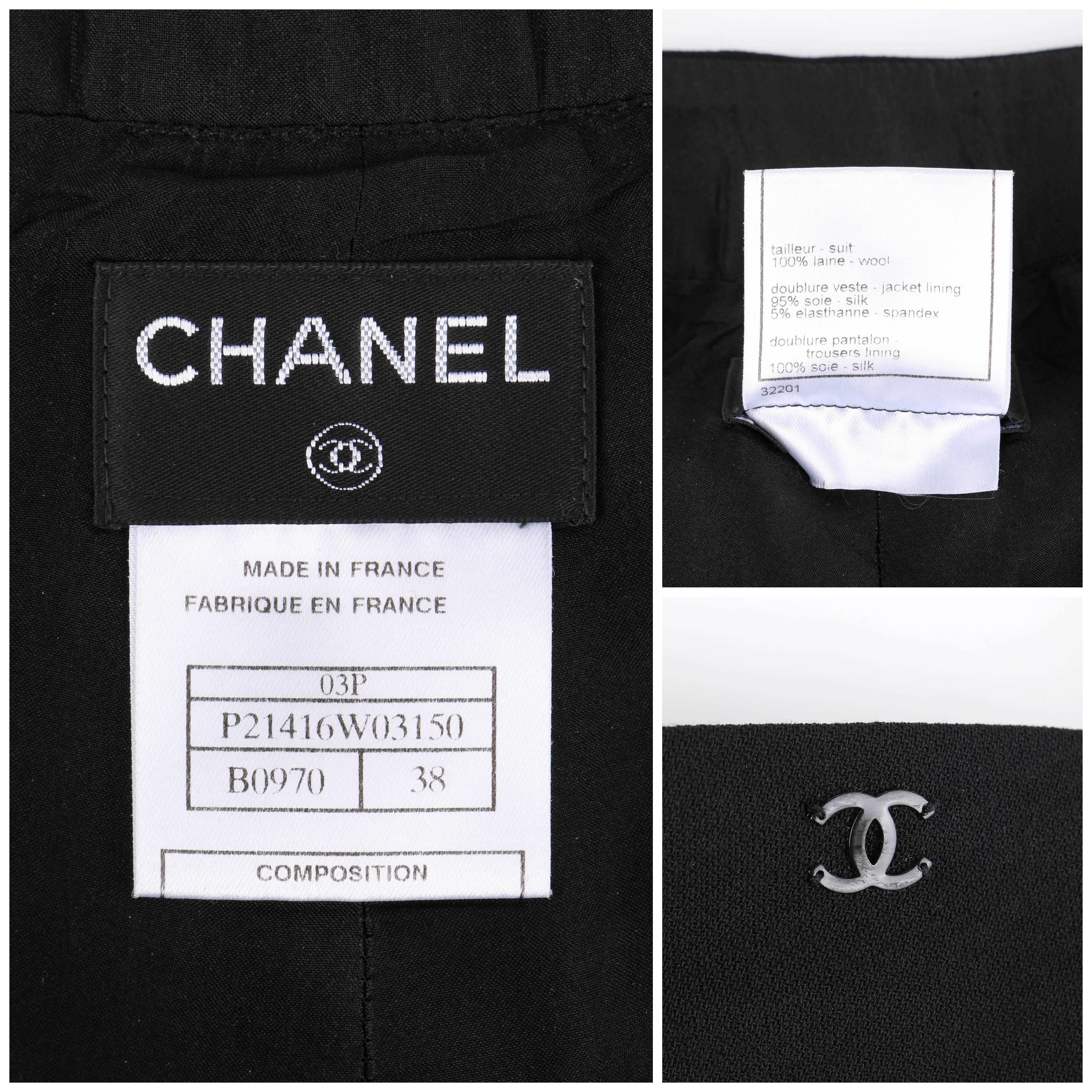 CHANEL S/S 2003 Classic Black Wool Slim Cut Cropped Pants Trousers 3