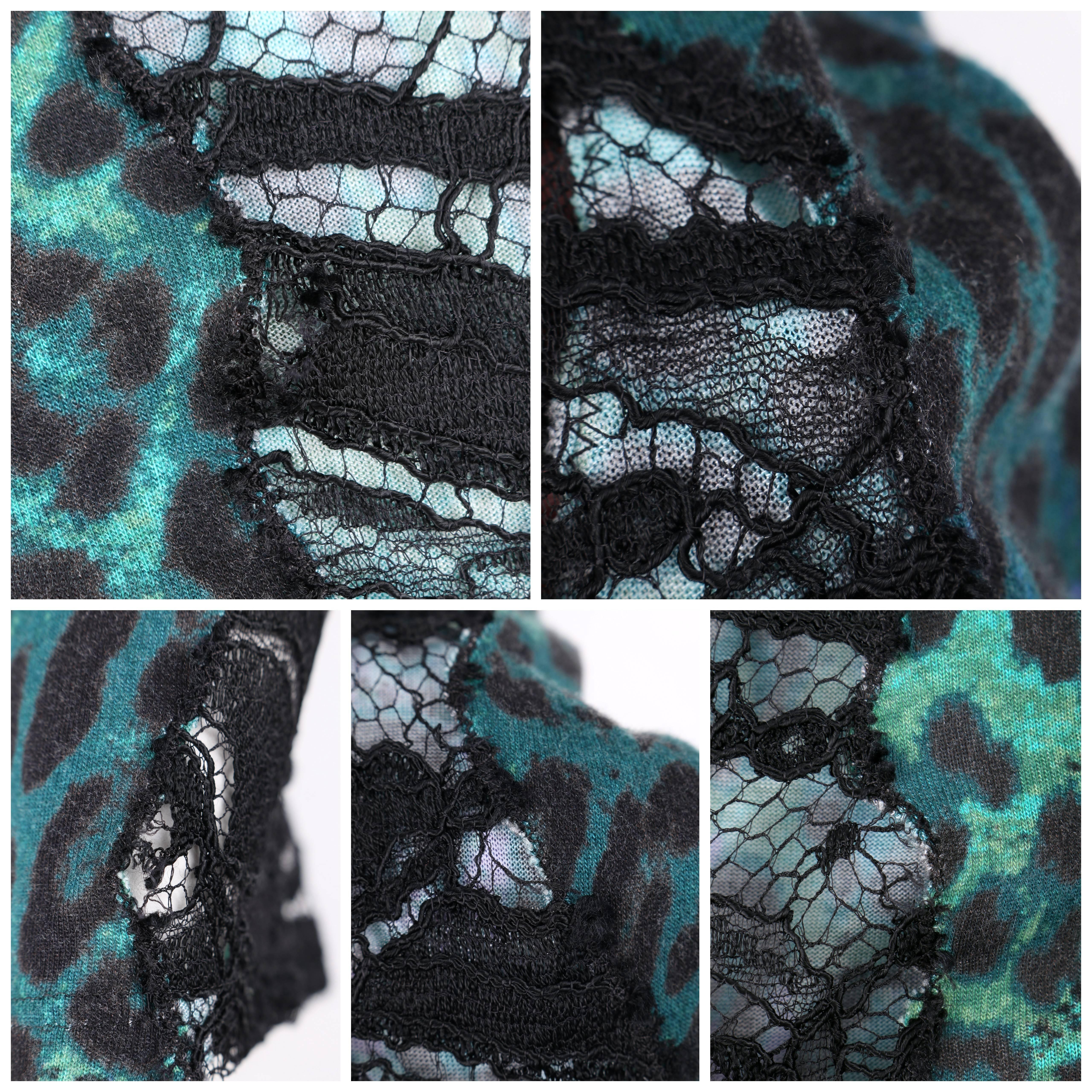 EMILIO PUCCI Pre-Fall 2011 Green Leopard Print Knit & Black Lace Inset Top 4