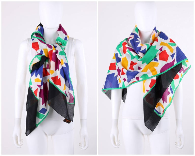 Ysl Geometry Pattern YVES SAINT LAURENT S/S 1983 YSL Foulards Geometric Print Huge Wrap ...