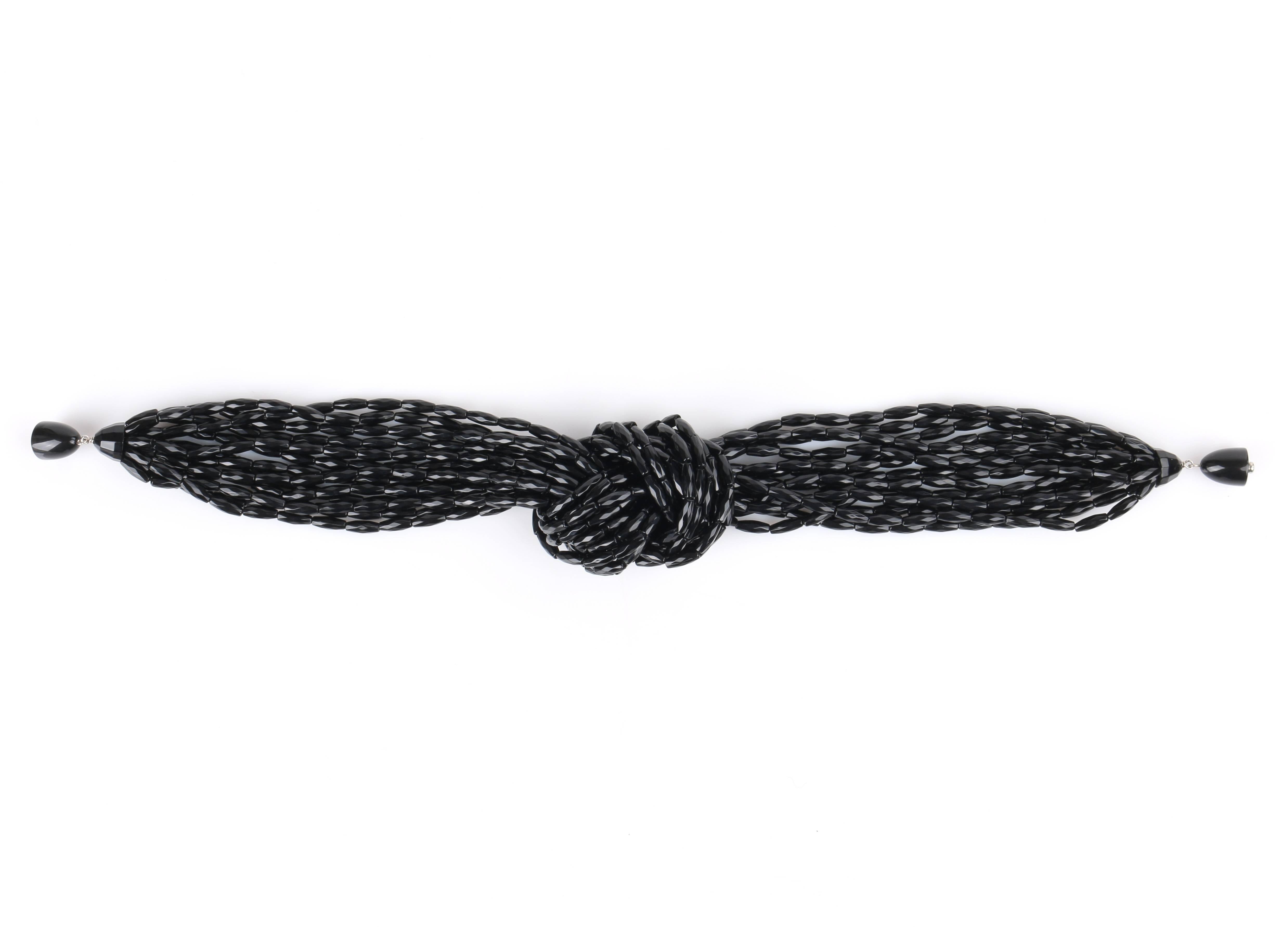 ANGELA CAPUTI Black Bi-Cone Resin Bead Multistrand Knotted Necklace  2