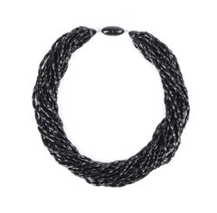 ANGELA CAPUTI Black Bi-Cone Resin Bead Multistrand Knotted Necklace