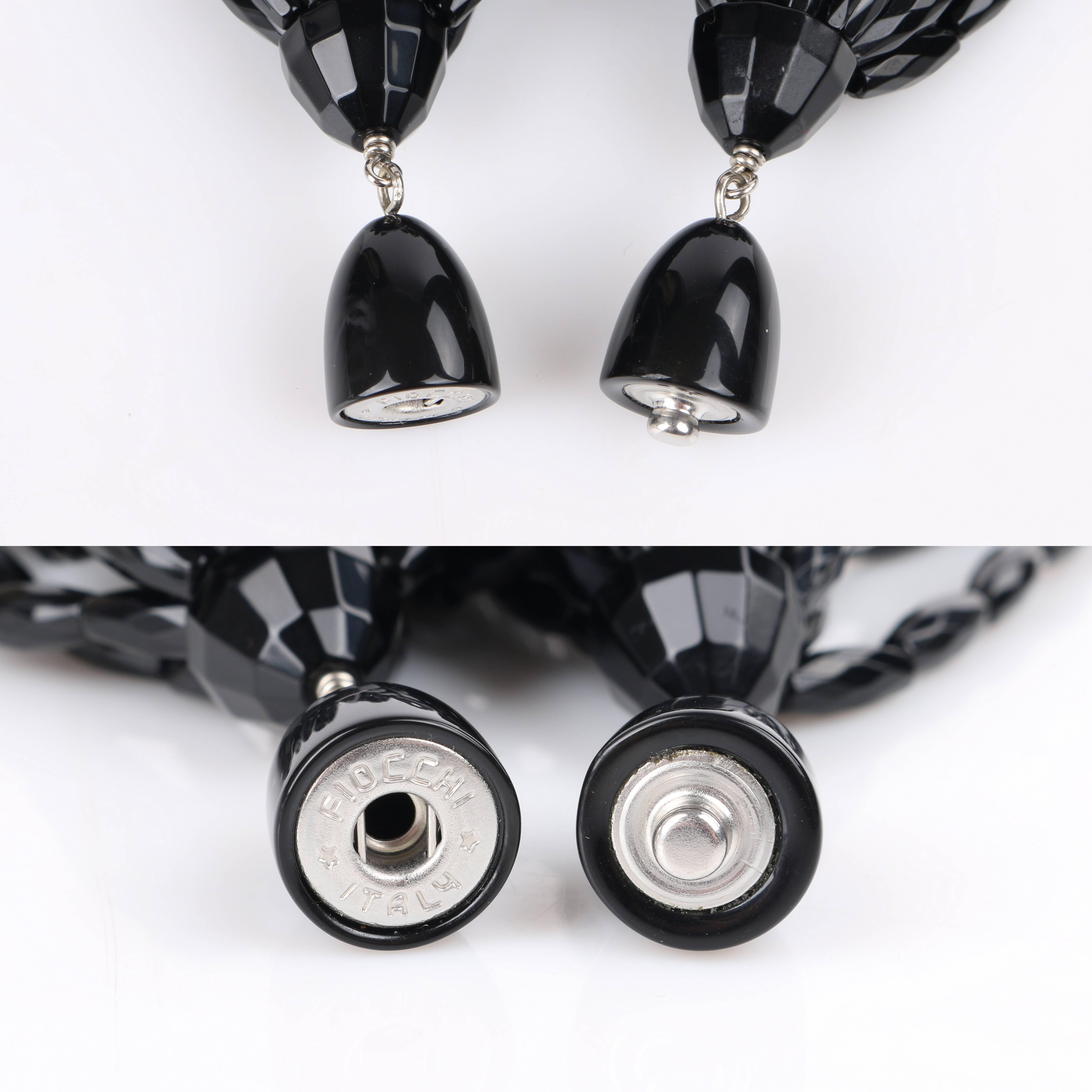 ANGELA CAPUTI Black Bi-Cone Resin Bead Multistrand Knotted Necklace  3