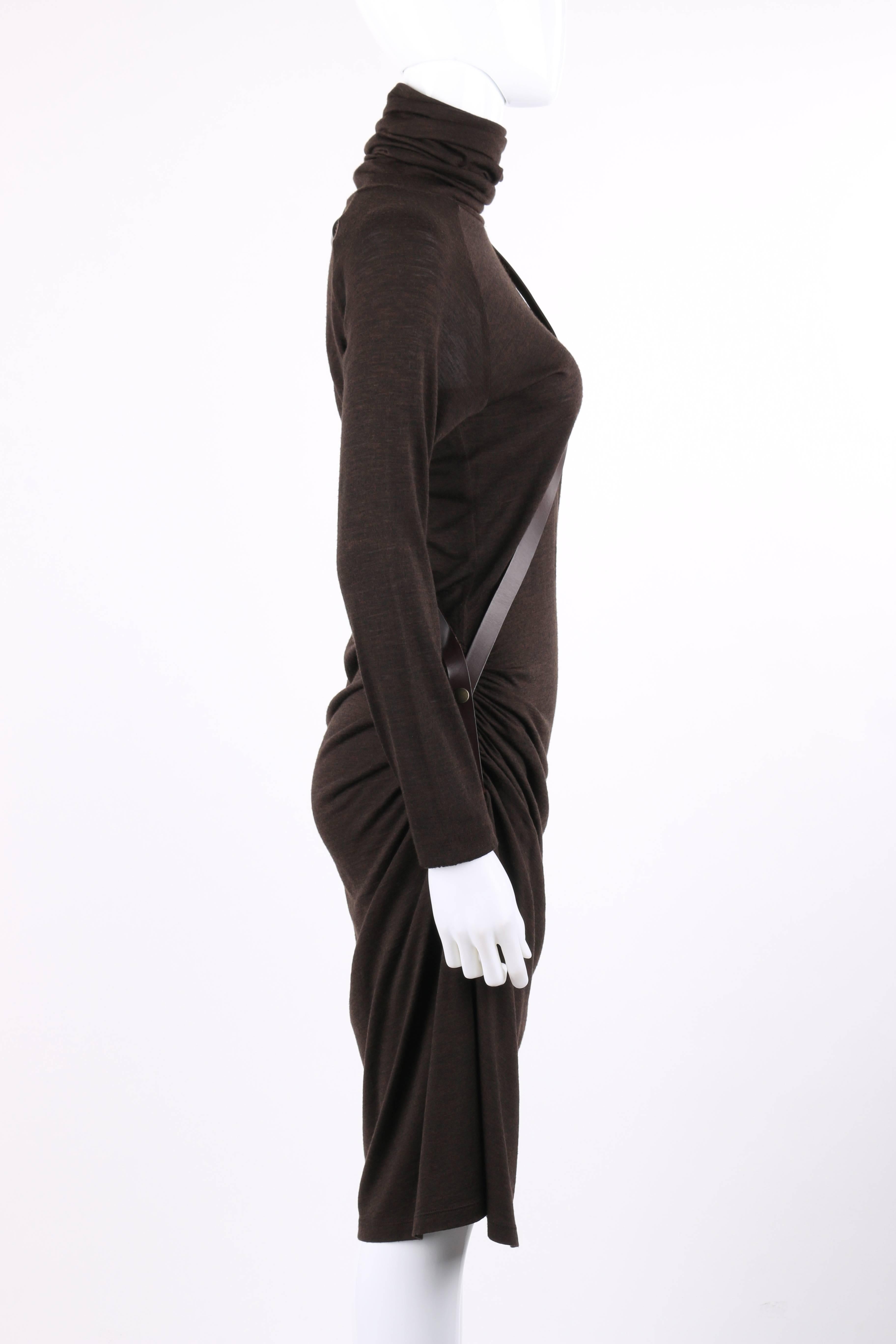 Black JEAN PAUL GAULTIER Classique S/S 2007 Wool Knit Crossbody Belted Cocktail Dress For Sale