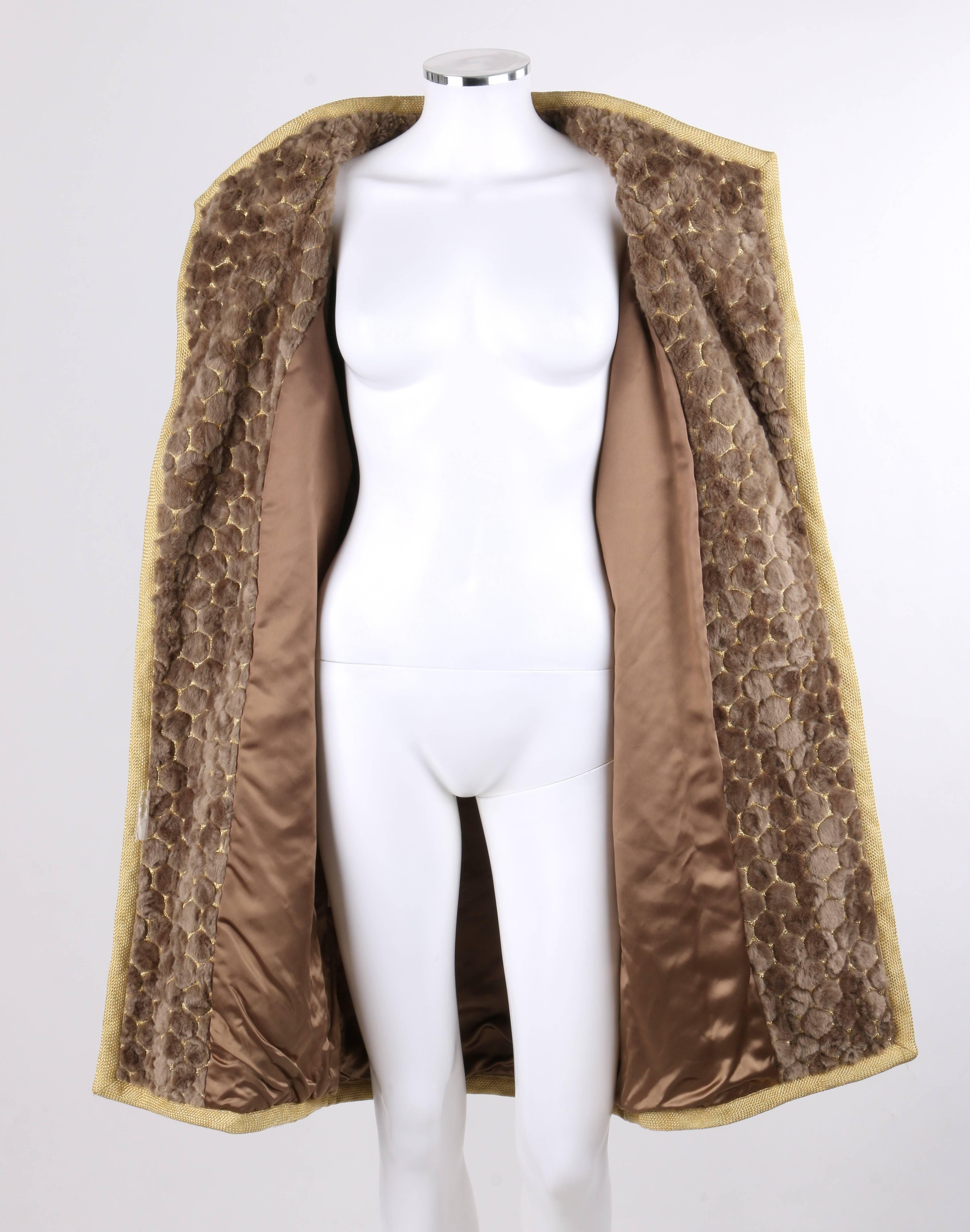 STANLEY PLATOS - MARTIN ROSS c.1980's Circular Patterned Fur & Lurex Opera Coat For Sale 1