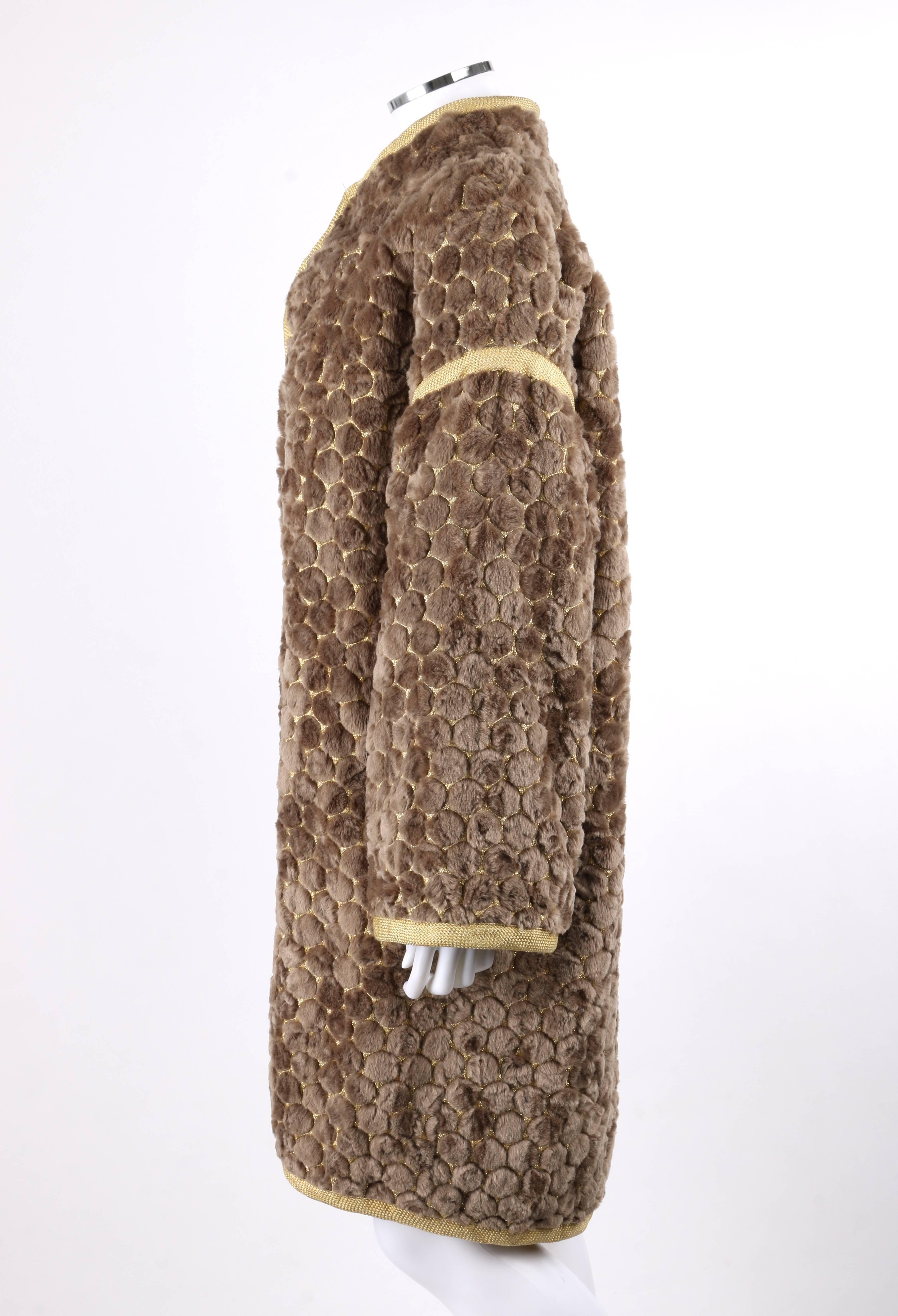 Women's STANLEY PLATOS - MARTIN ROSS c.1980's Circular Patterned Fur & Lurex Opera Coat For Sale