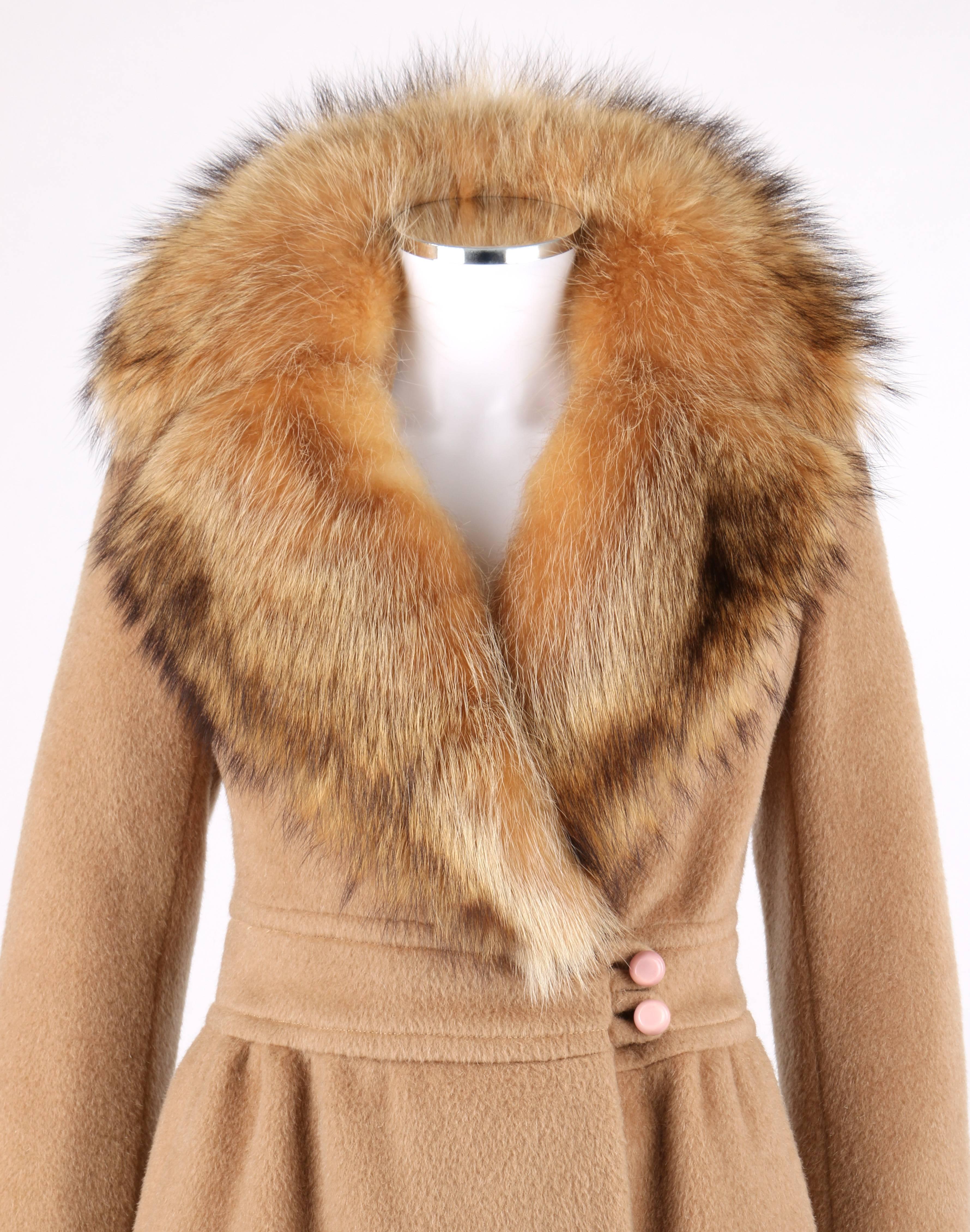 camel coat with fur collar