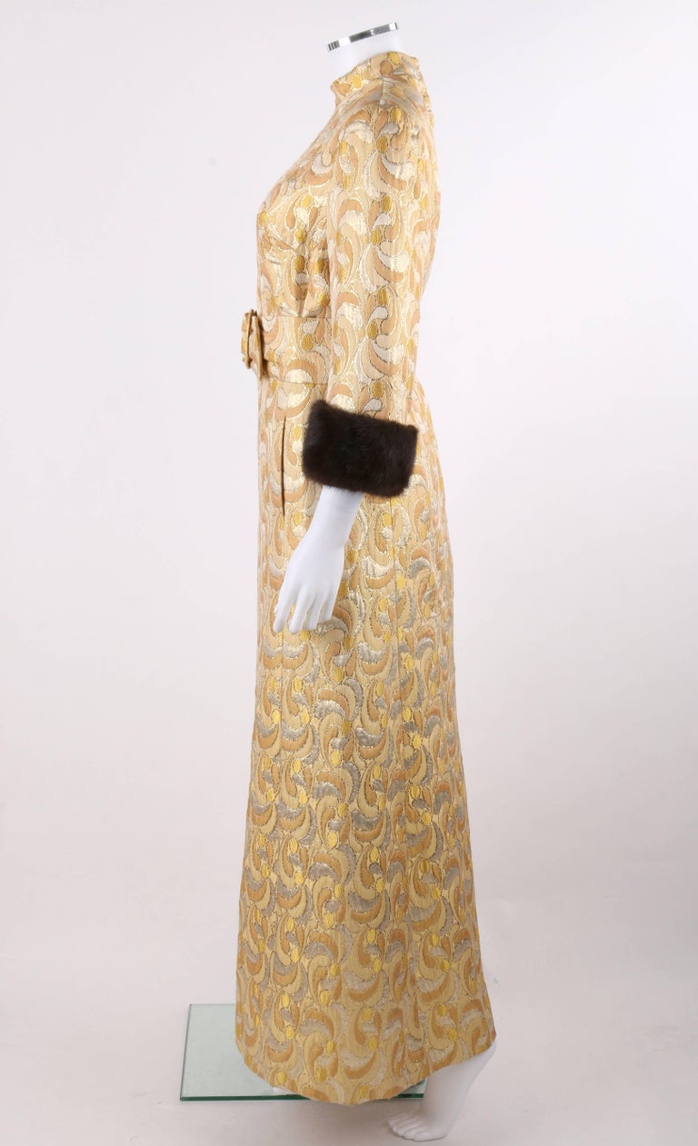 MALOUF Perfect Negligee, I. MAGNIN, 1960s vintage caftan evening dress, Royal Purple velvet and gold metallic & rhinestones Kaftan
