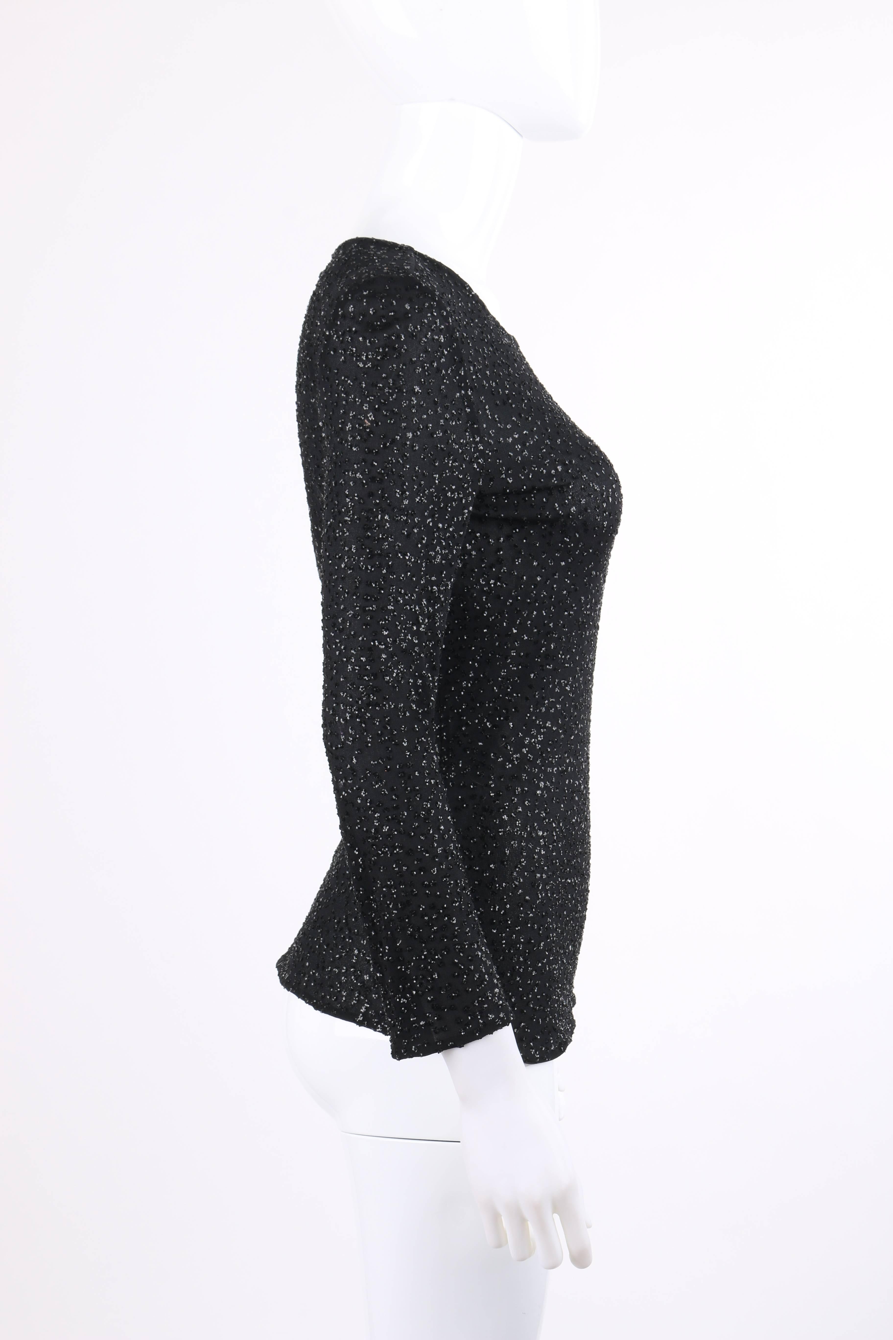 VALENTINO Boutique A/W 2000 Black Metallic Sequin Knit Scoop Neck Top In Good Condition For Sale In Thiensville, WI