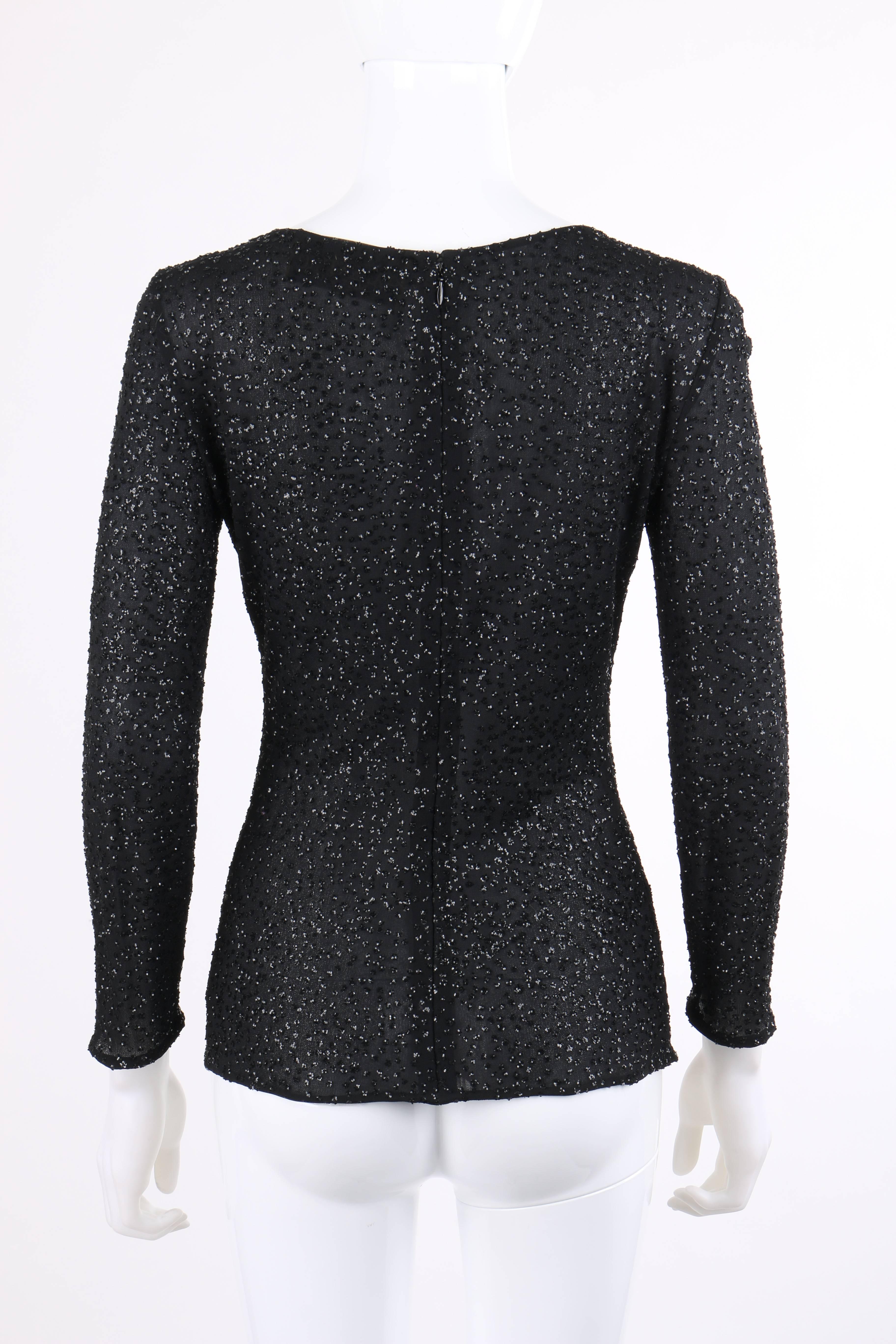 Women's VALENTINO Boutique A/W 2000 Black Metallic Sequin Knit Scoop Neck Top For Sale