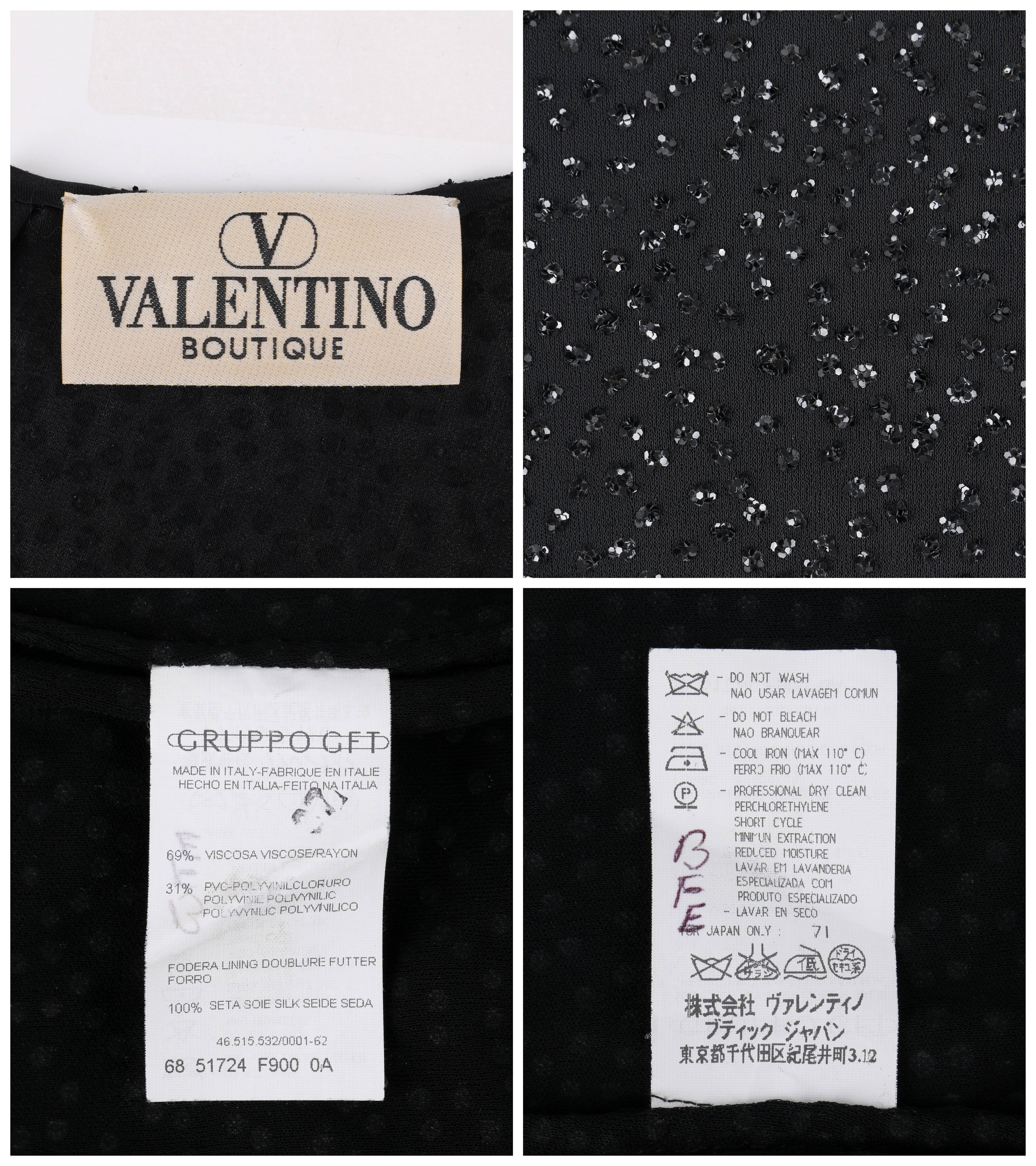VALENTINO Boutique A/W 2000 Black Metallic Sequin Knit Scoop Neck Top For Sale 2