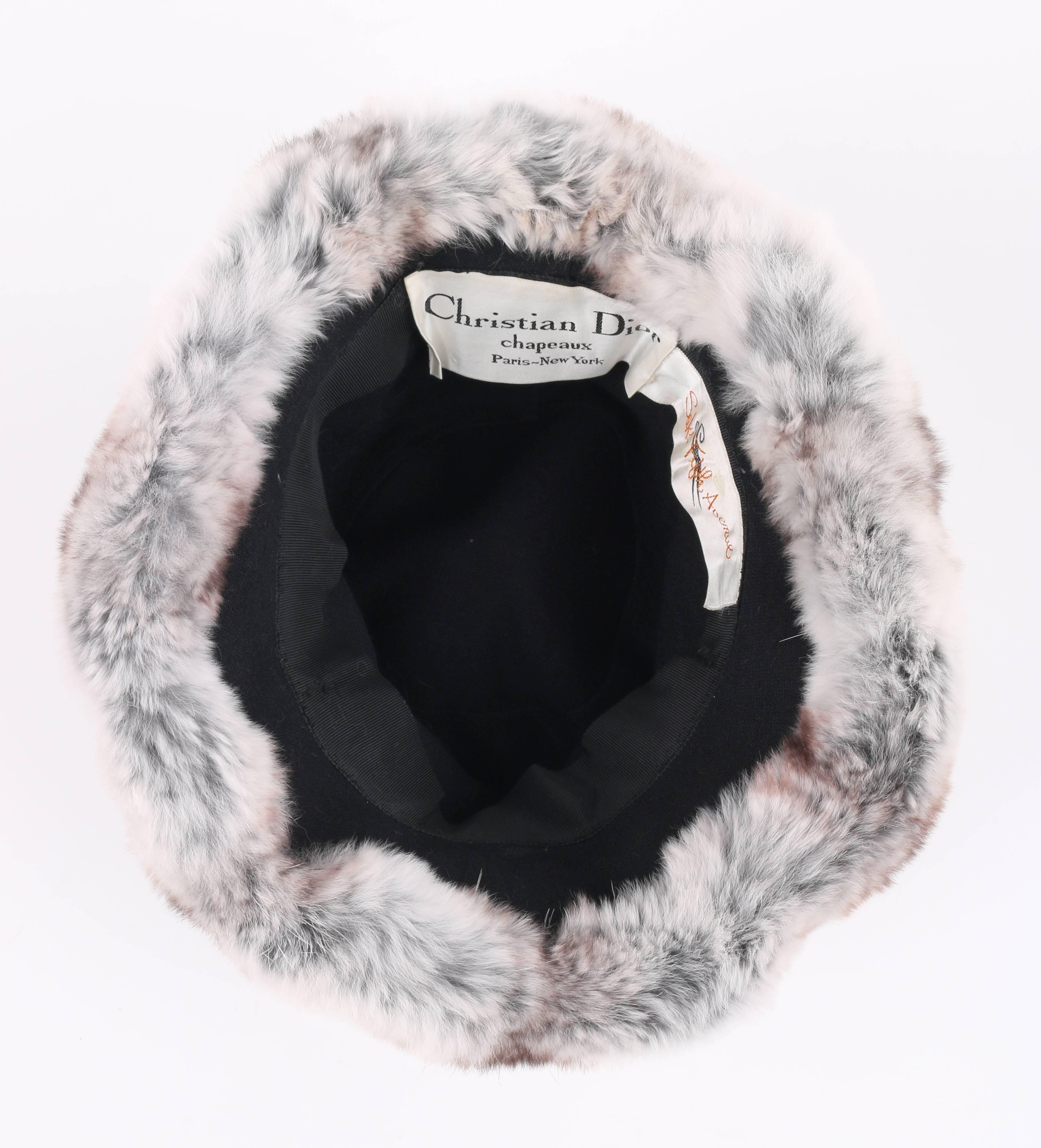 CHRISTIAN DIOR Chapeaux c.1960's MARC BOHAN Natural Chinchilla Fur Cloche Hat 3